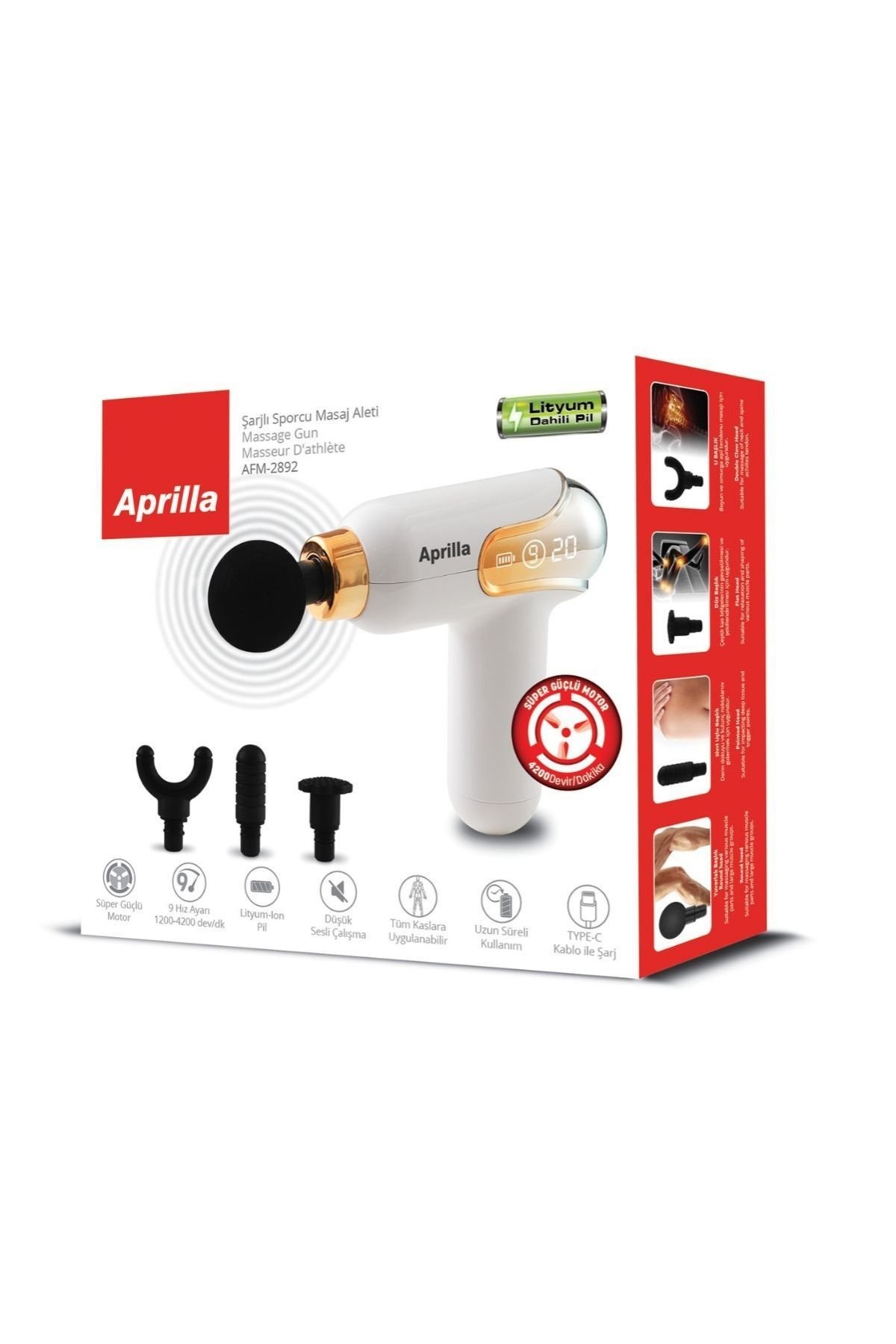 Aprilla Afm-2892 Şarjlı Sporcu Masaj Aleti Turuncu