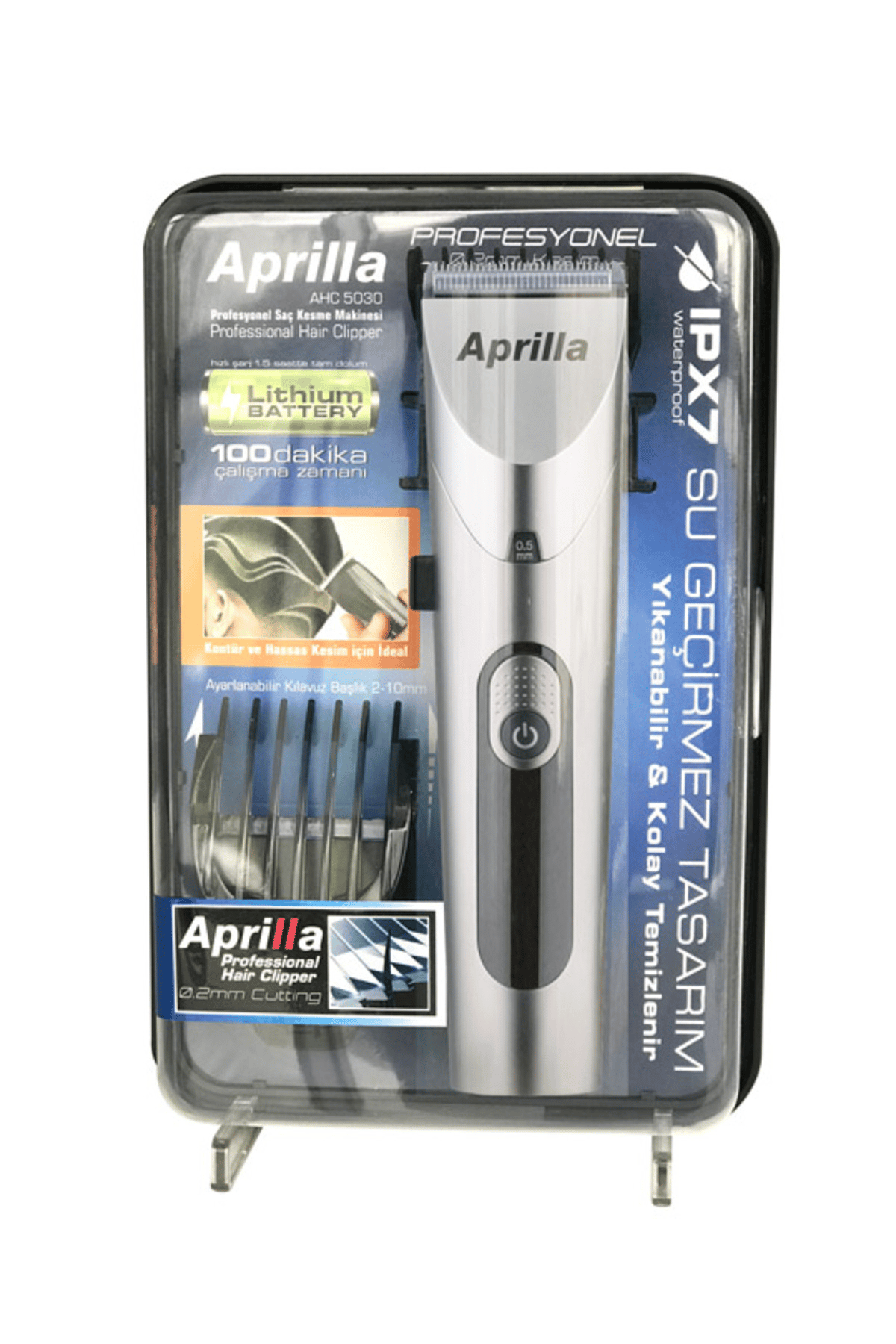 Aprilla Ahc-5035 Profesyonel Saç Kesme Makinesi 3-5 Islak ve Kuru Gümüş Yok Saç Kablosuz