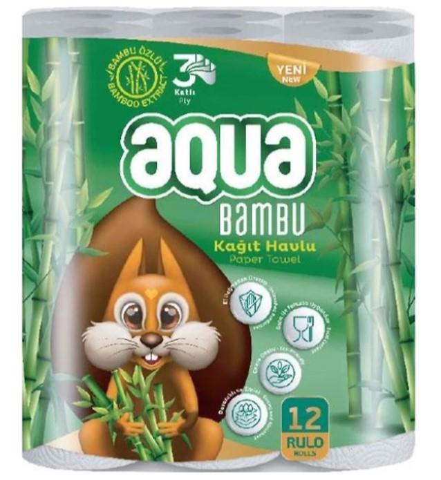 Aqua Bambu Kağıt Havlu 3 Katlı 12'li