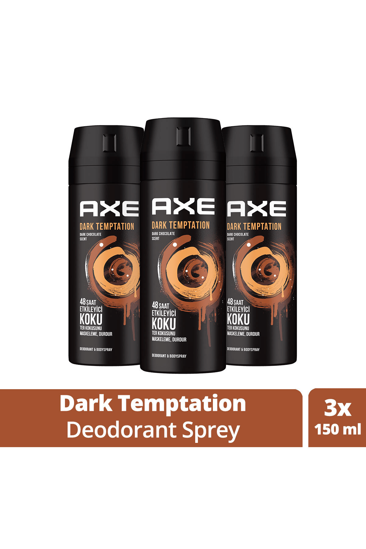 Axe Erkek Sprey Deodorant Dark Temptation 150ml x3 Adet