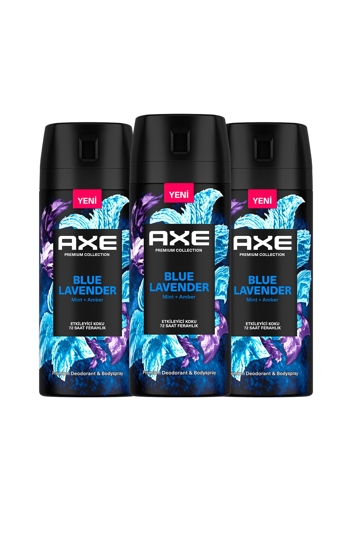 Axe Premium Collection Erkek Sprey Deodorant Blue Lavender 72 Saat Ferahlık 150 ml X3