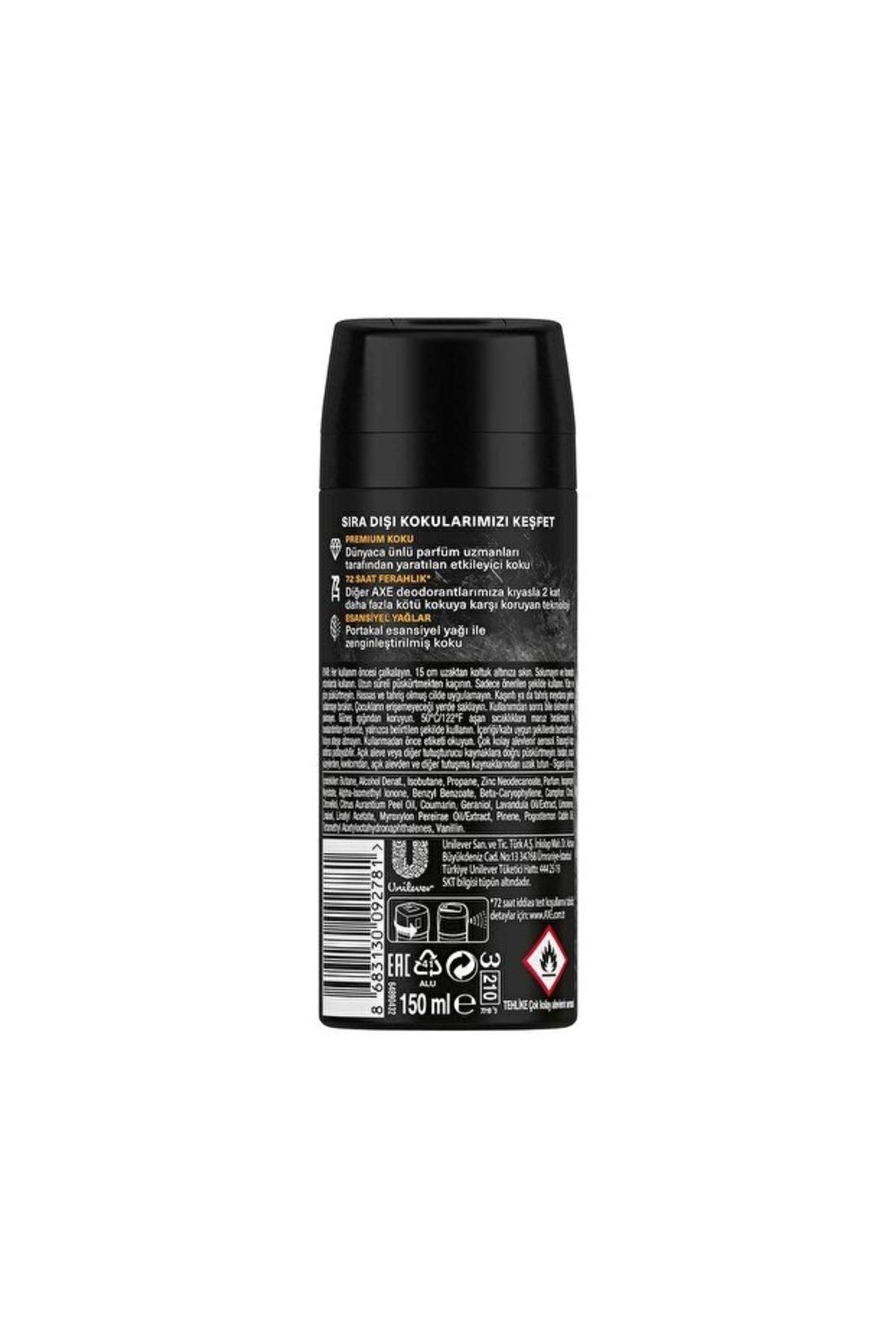 Axe Premium Collection Erkek Sprey Deodorant Black Vanilla 150 ml x3