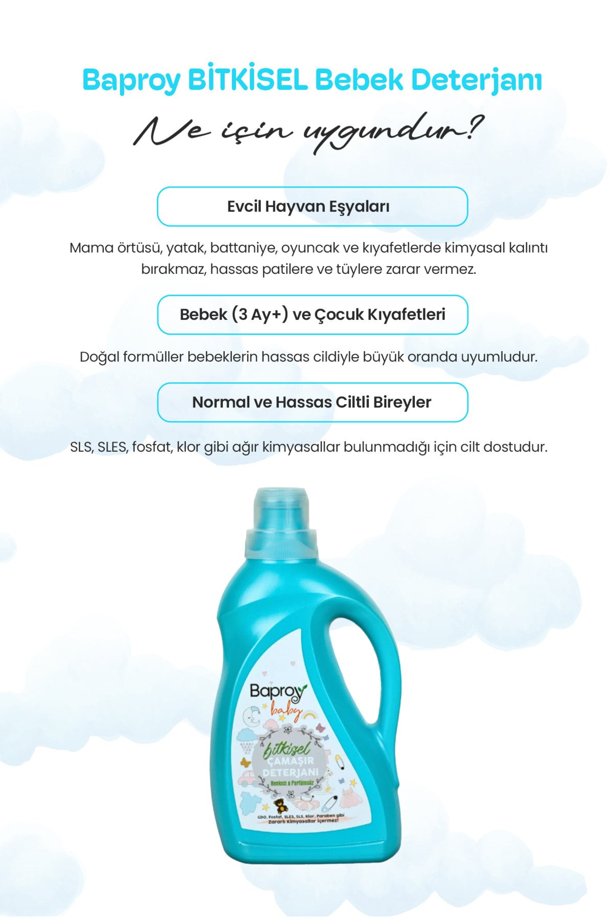Baproy Bebekler Için Bitkisel Çamaşır Deterjanı 1 Litre 25 Yıkama Baby001