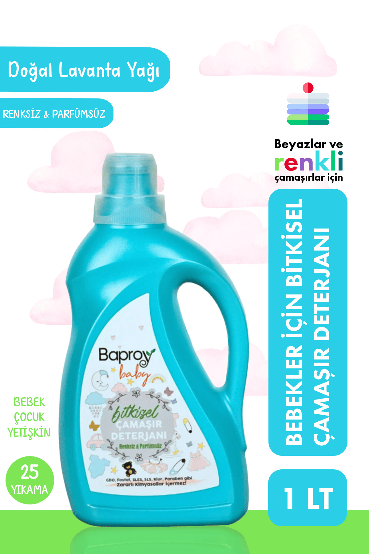 Baproy Bebekler Için Bitkisel Çamaşır Deterjanı 1 Litre 25 Yıkama Baby001
