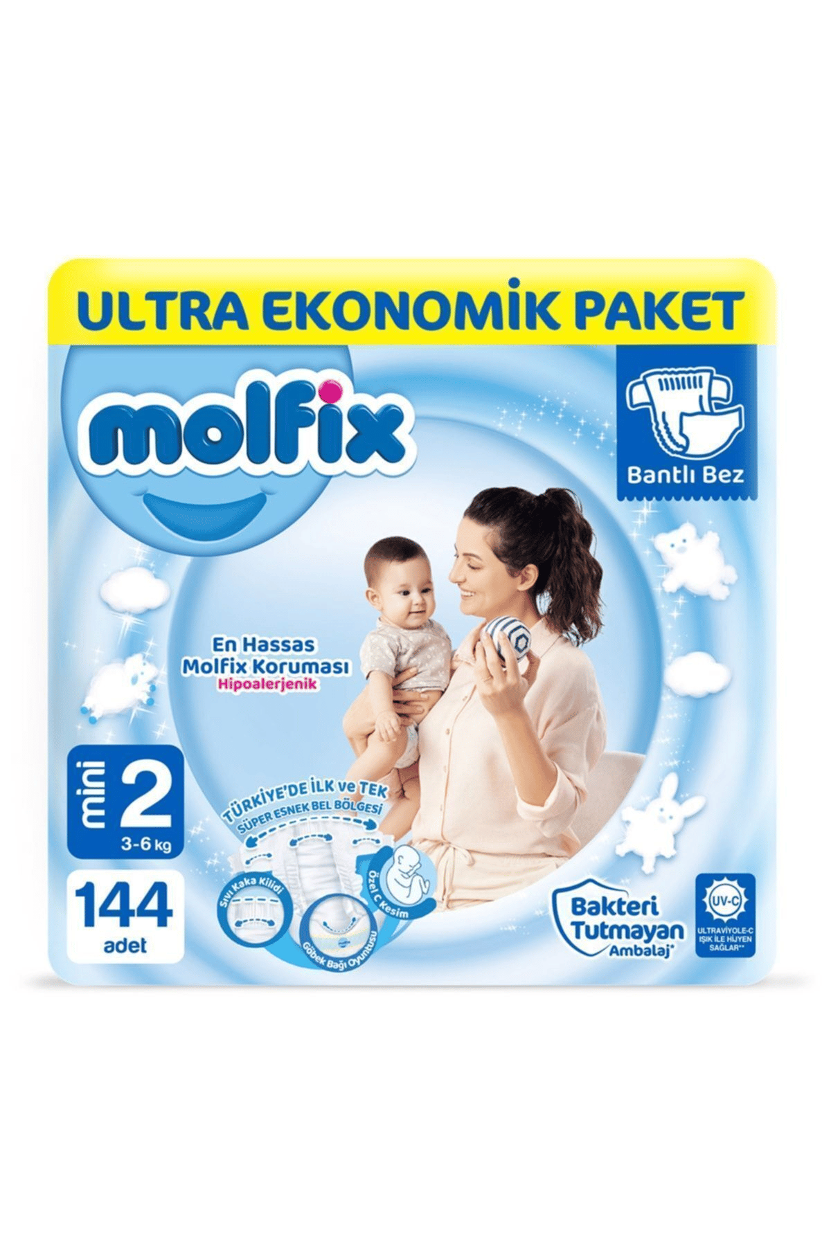 Bebek Bezi 2 Beden Mini Ultra Ekonomik Paket 144 Adet