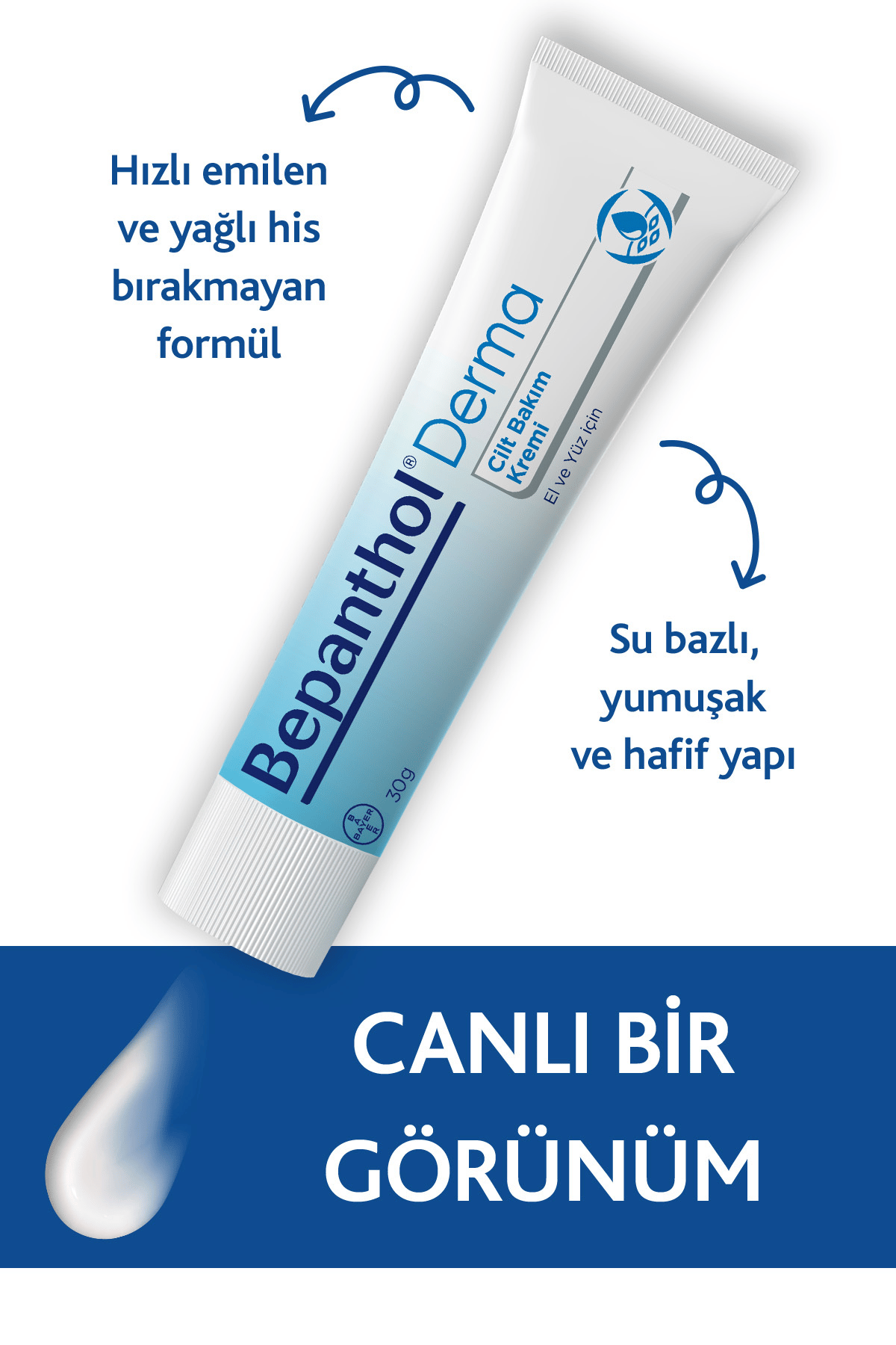 Bepanthol Cilt Bakım Kremi 30gr l Tüm Cilt Tiplerine Uygun, Günlük El ve Yüz Bakım, Günlük Vücut Bakım