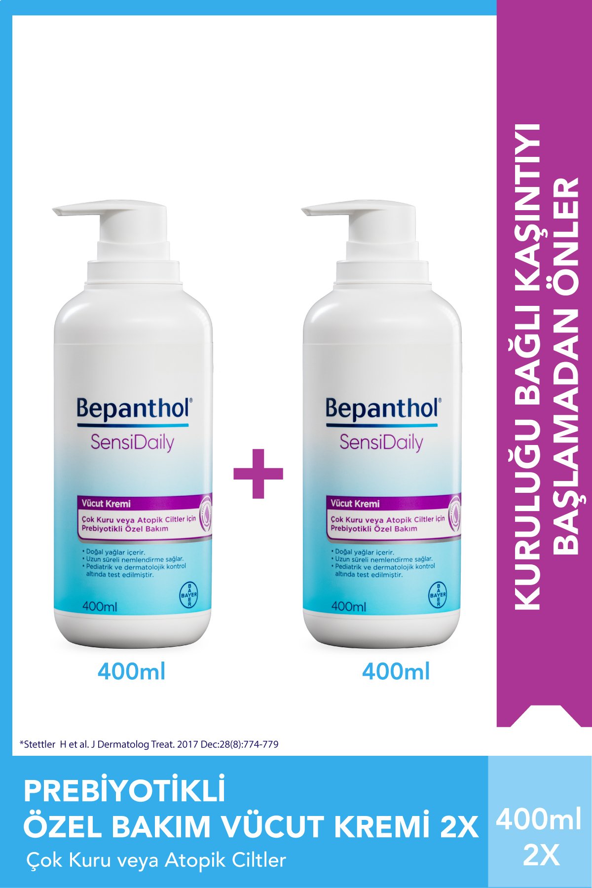 Bepanthol SensiDaily Vücut Kremi (Pompalı) 400ml x2 Adet