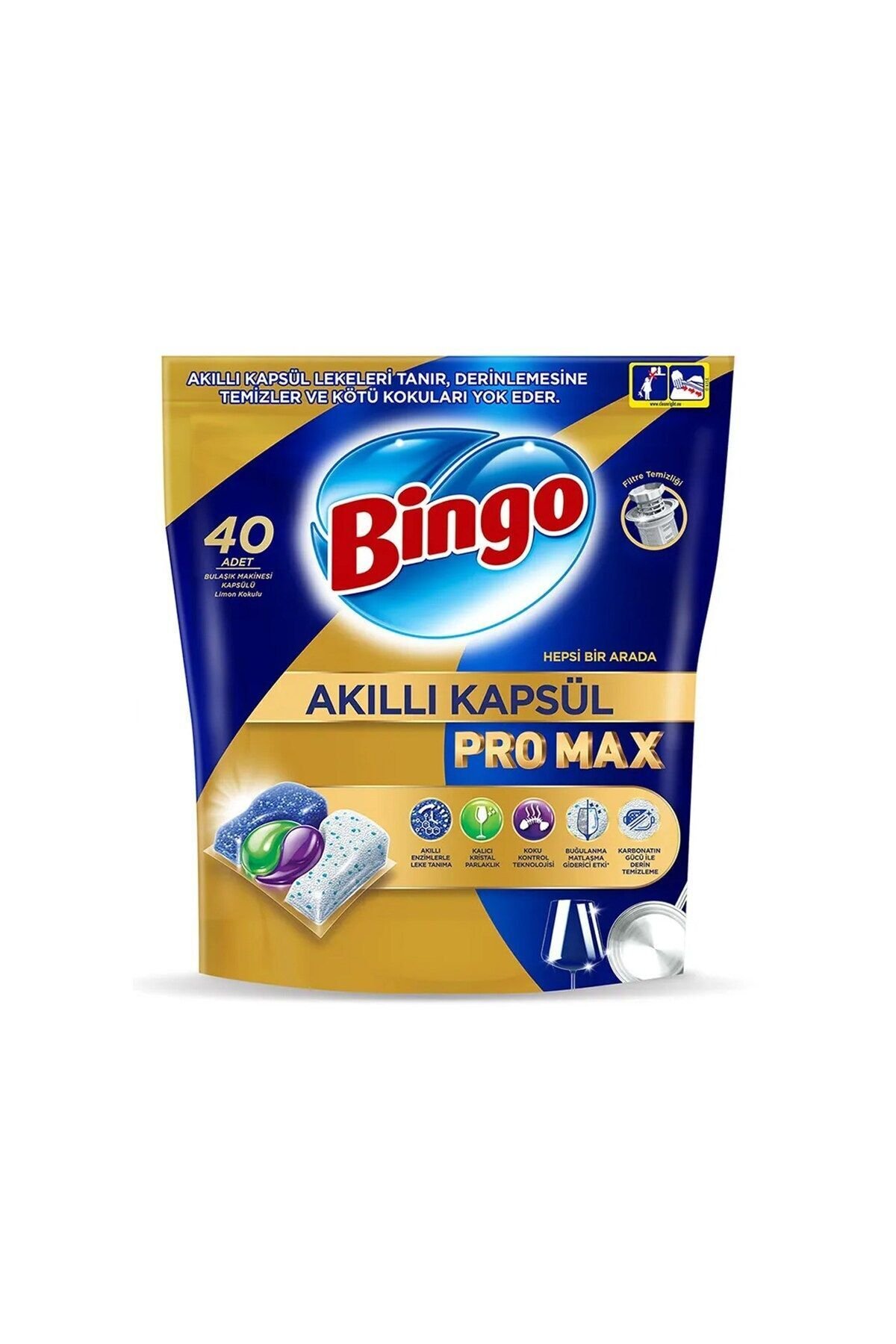 Bingo Akıllı Kapsül Pro Max Bulaşık Makinesi Deterjanı Tableti  40'lı x 2 adet