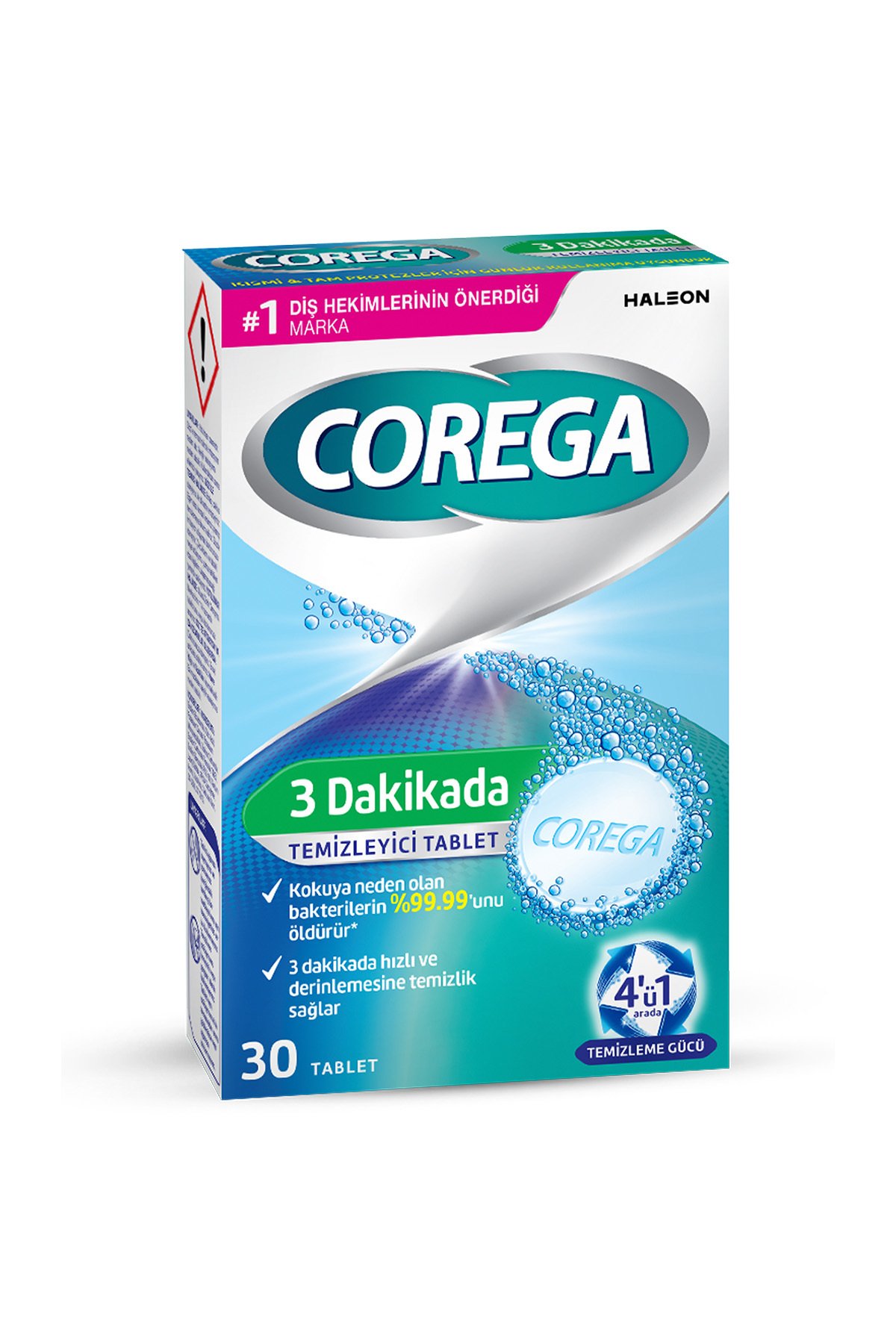 Corega Diş Protezi Temizleyici Beyazlatıcı Tablet 30 Adet 