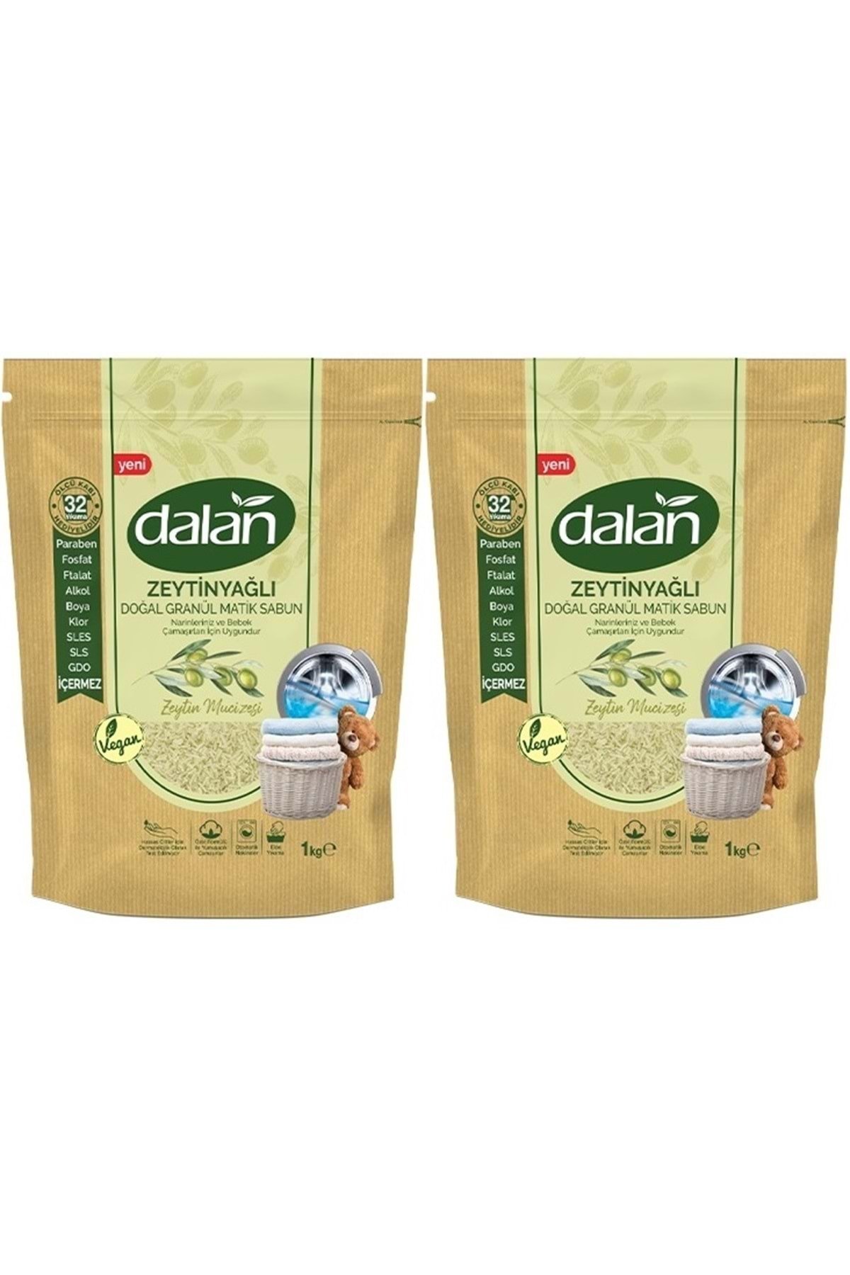 Dalan Doğal Granül Sabun Tozu 1 Kg x2 Adet