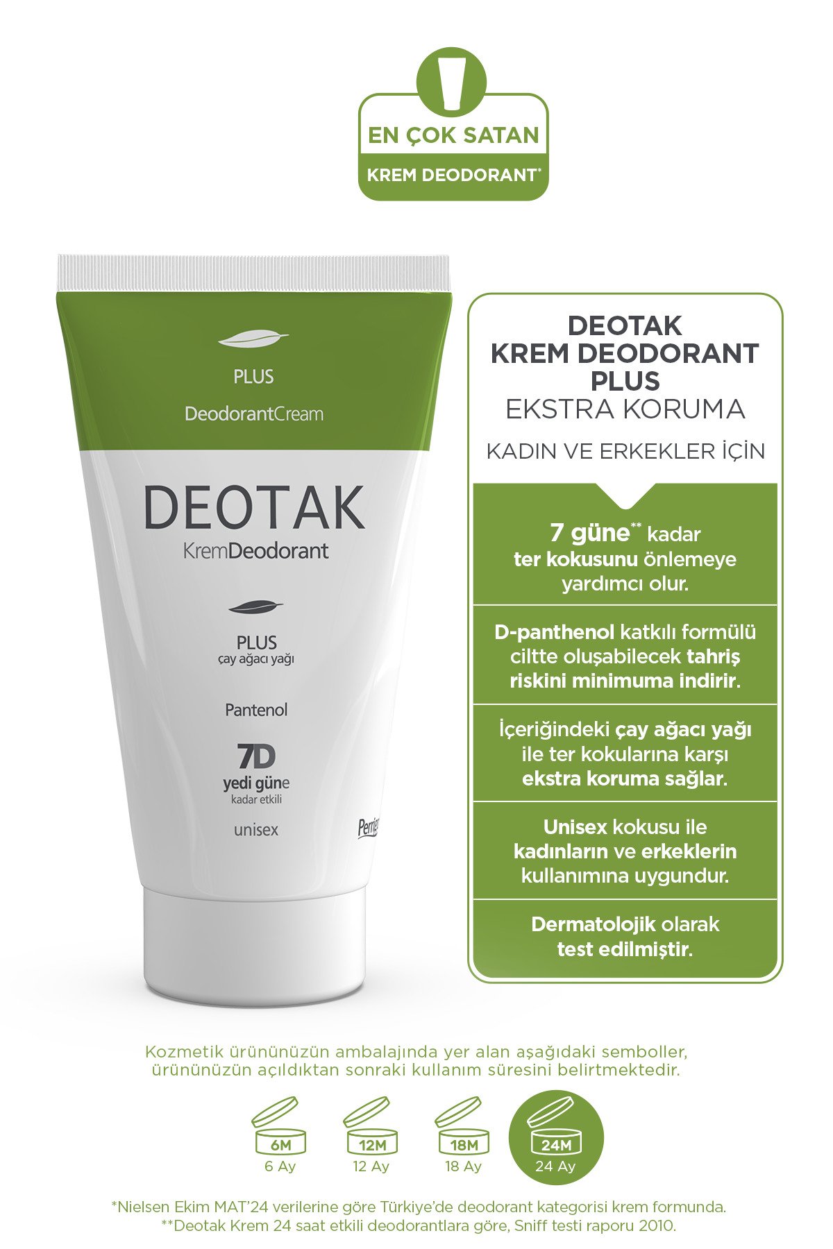 Deotak Plus Ekstra Koruma 7 Güne Kadar Etkili Krem Deodorant 35 ml x 4 Adet