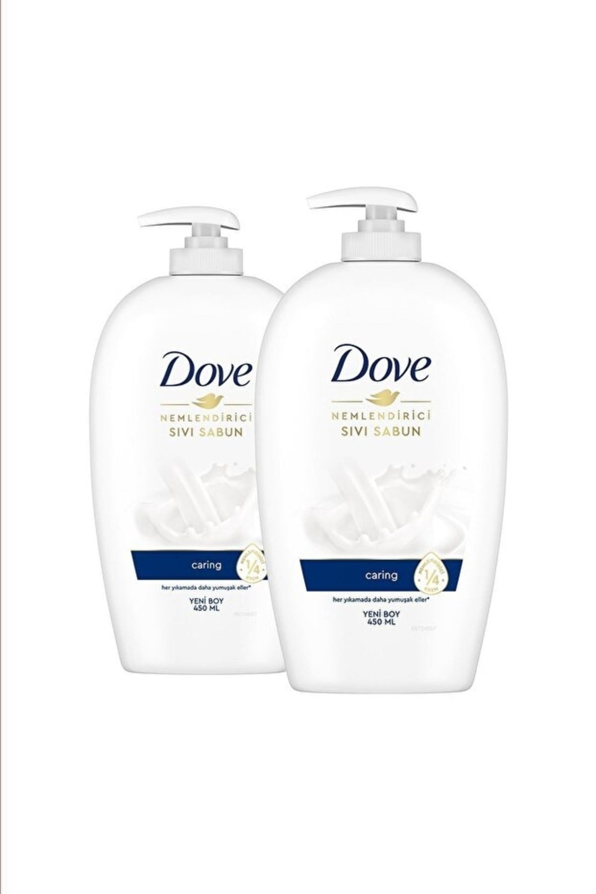 Dove Nemlendirici Sıvı Sabun Caring 1/4 Nemlendirici Krem Etkili 450 ml X2 Adet