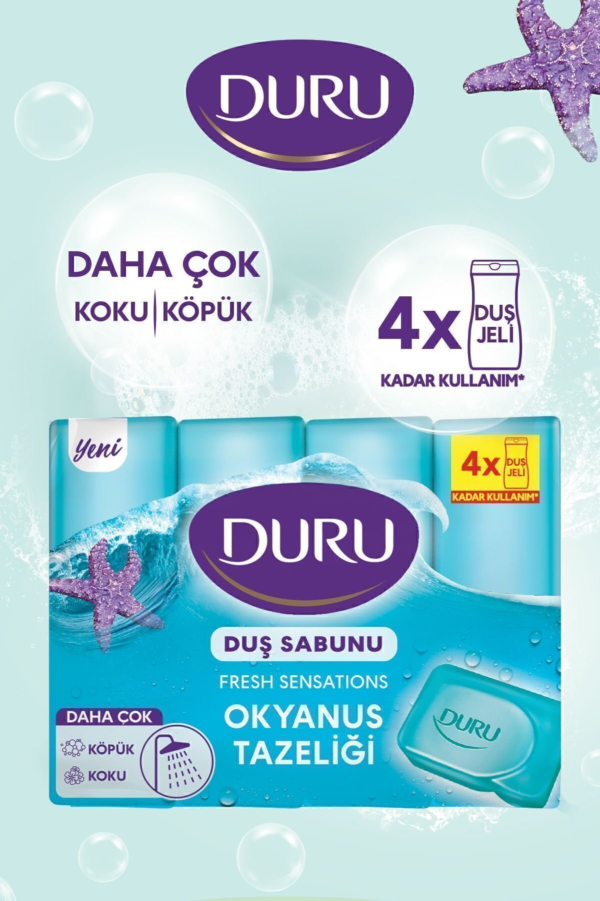 Duru Fresh Sensations Okyanus Tazeliği  Duş Sabunu 600g x 4Adet