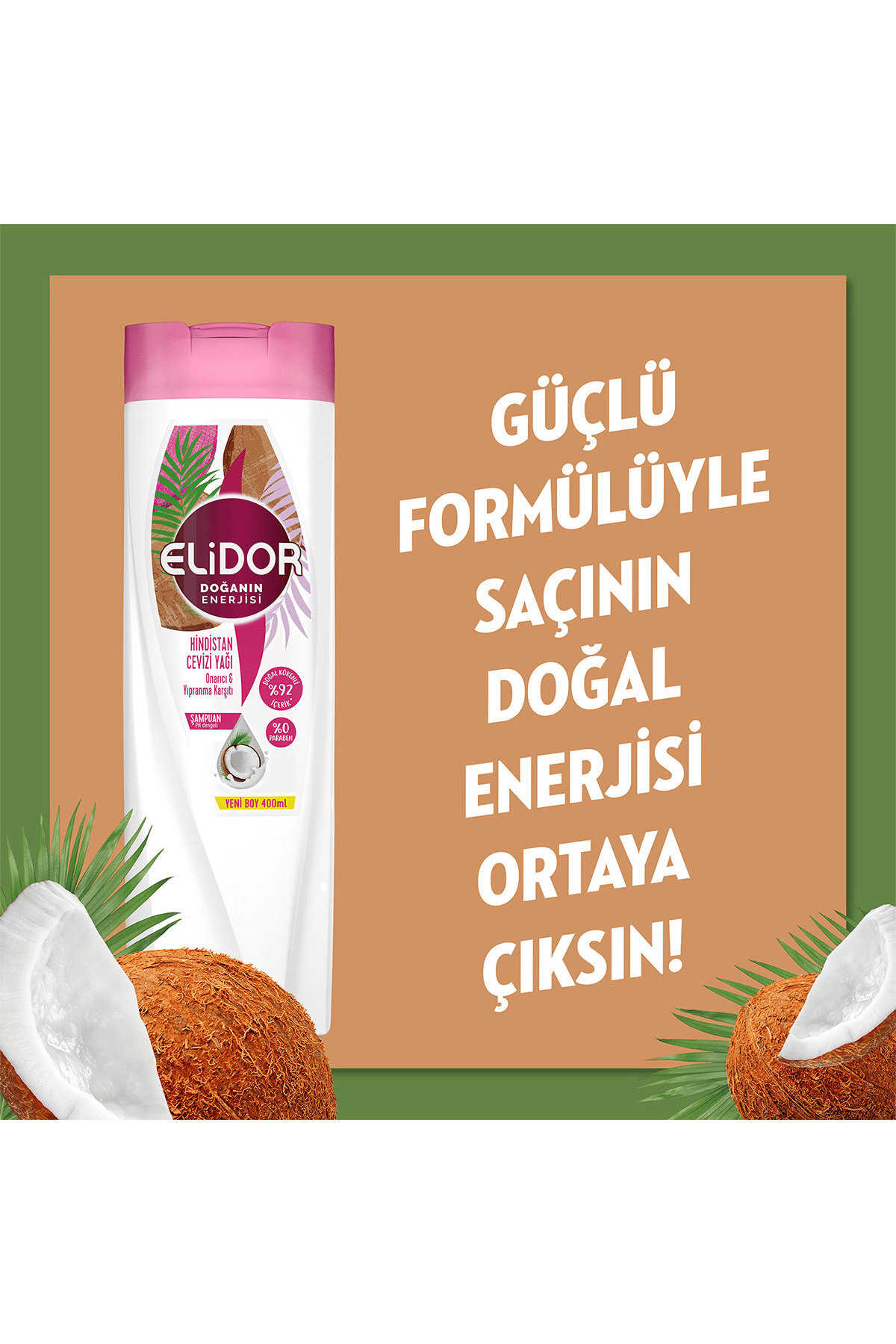 Elidor Doğanın Enerjisi Şampuan Hindistan Cevizi Yağı 400 ml x3 Adet
