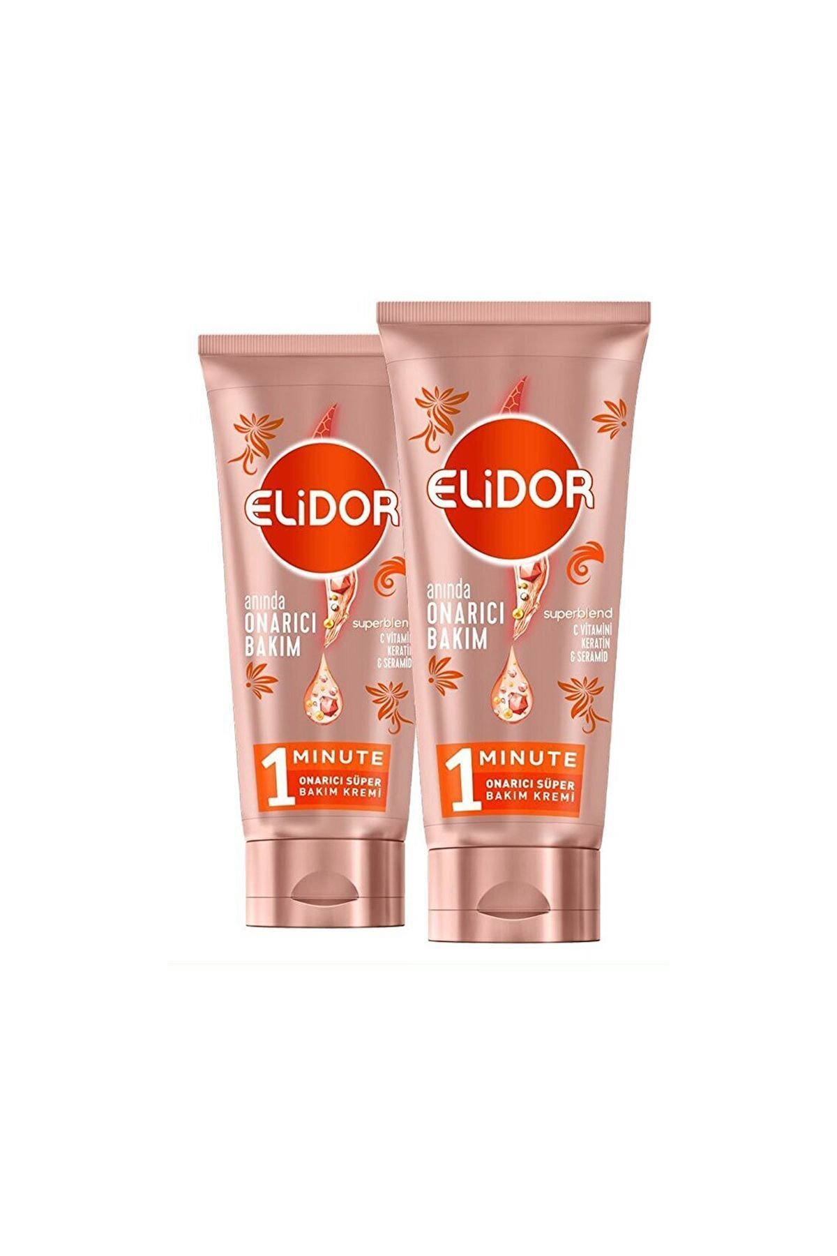 Elidor Superblend 1 Minute Onarıcı Süper Saç Bakım Kremi Anında Onarıcı Bakım Turuncu 170 ml x2 Adet