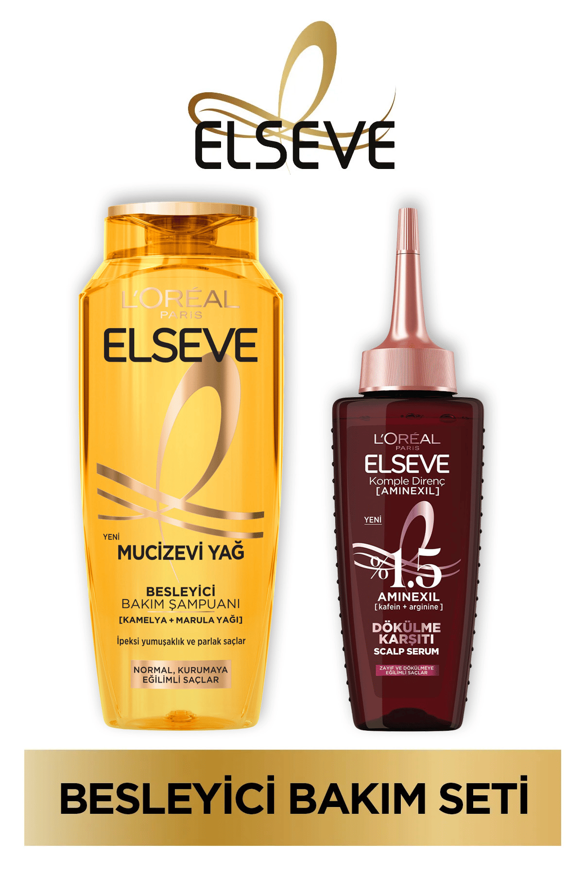 Elseve 4'lü Mucizevi Hindistan Cevizi Yağı Ağırlaştırmayan Besleyici Şampuan 360 ml Seti