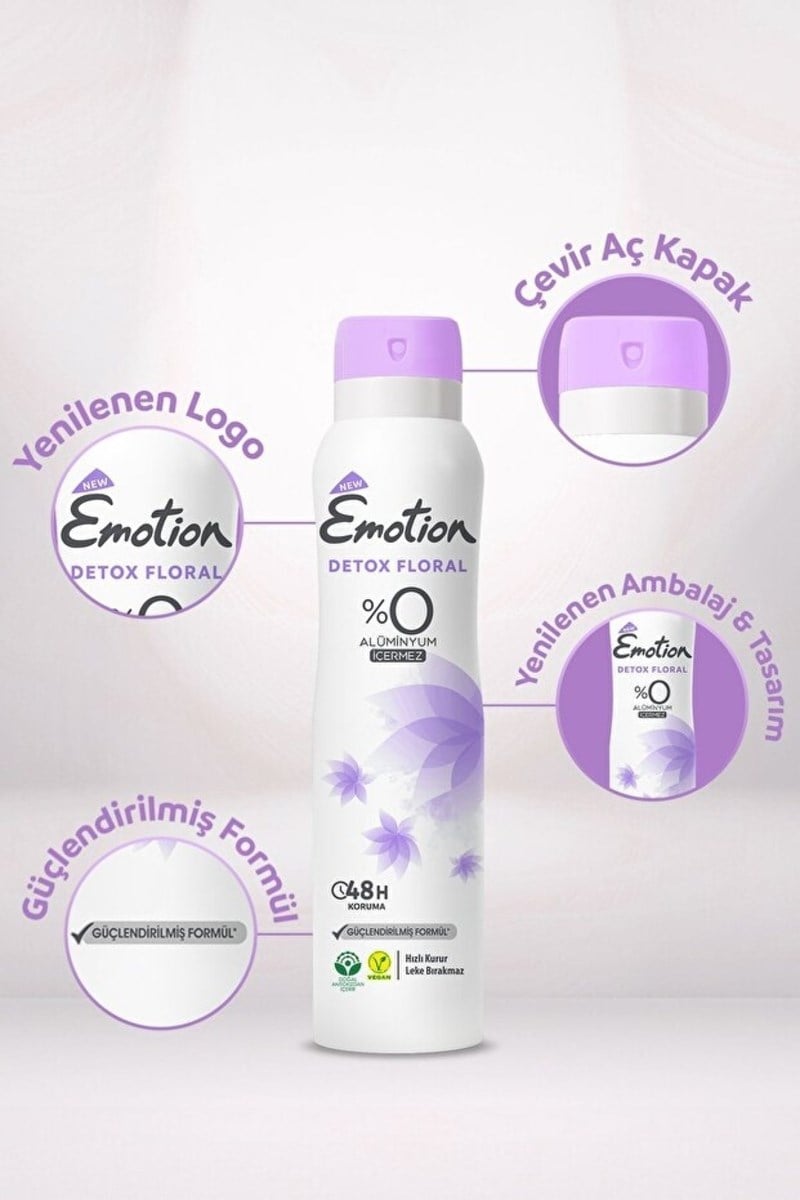 Emotion Detox Floral Kadın Deodorant Sprey 150 ml X5