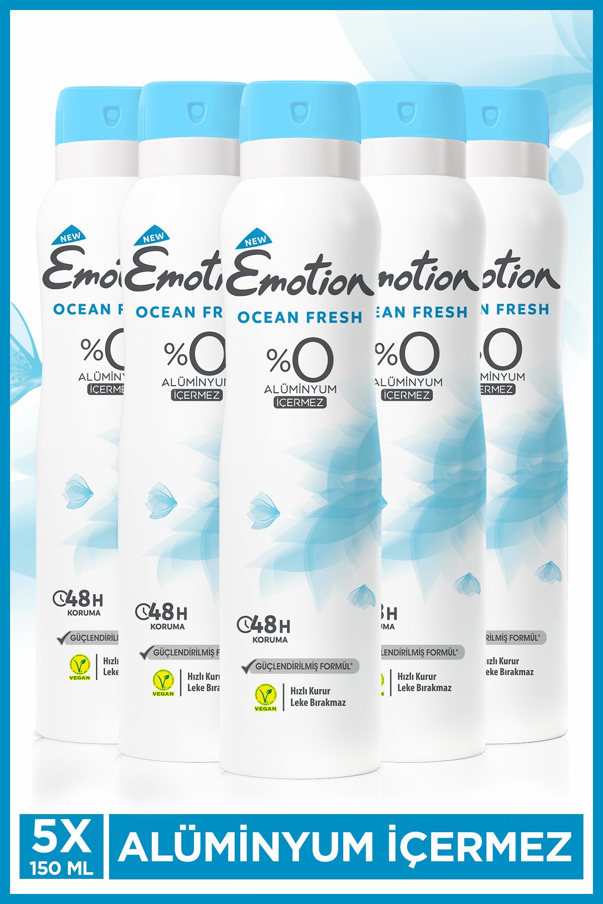 Emotion Kadın Sprey Deodorant Ocean Fresh 150ml x5 Adet
