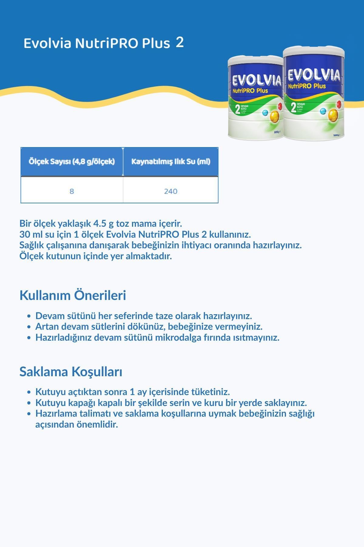 Evolvia NutriPRO Plus 2 Devam Sütü 1000 gr