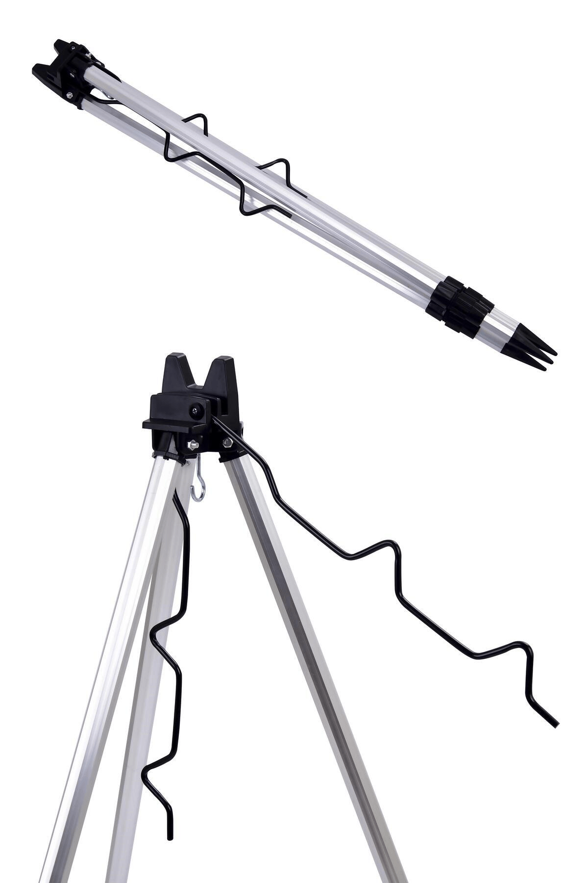 Exent 3 Ayaklı Alüminyum Teleskopik, katlanabilir hafif kamış ve olta dayama Sehpası (Tripod)