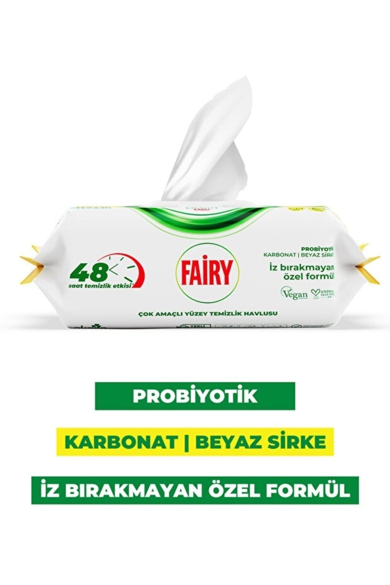 Fairy Çok Amaçlı Yüzey Temizleme Mendili 100 Yaprak 3 Adet | Limon Yağlı 