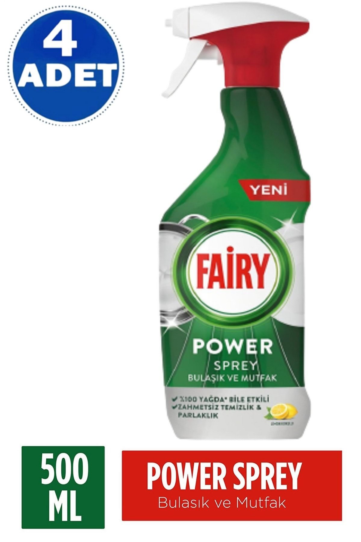 Fairy Power Sprey 3'ü 1 Arada Bulaşık Ve Mutfak 500 ml X 4 Adet