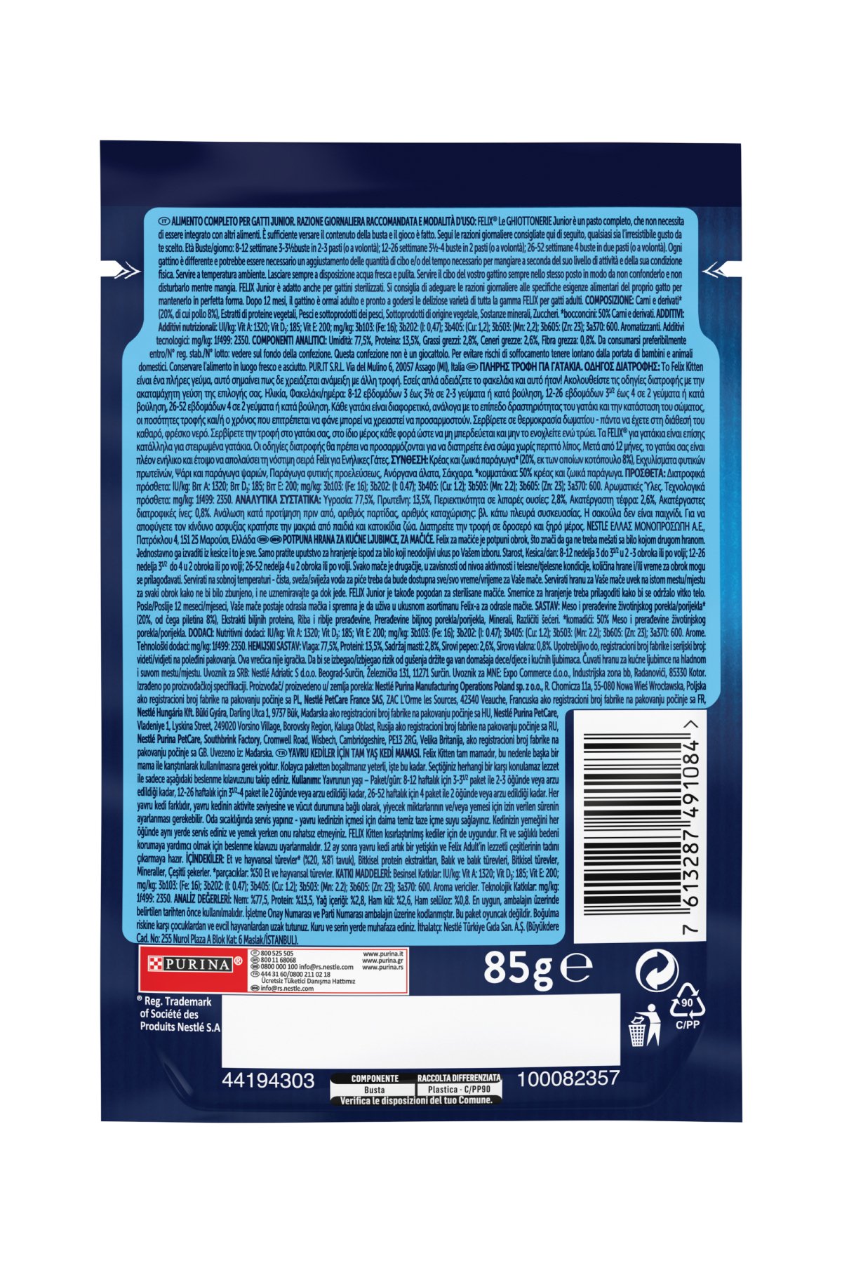 FELIX Junior Tavuklu Yavru Kedi Pouch 26X85 gr