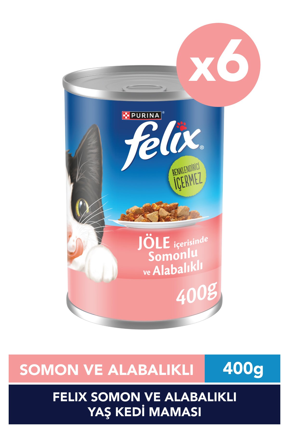 Felix Somonlu Ve Alabalıklı Konserve Yaş Kedi Maması 400 gr X 6 Adet