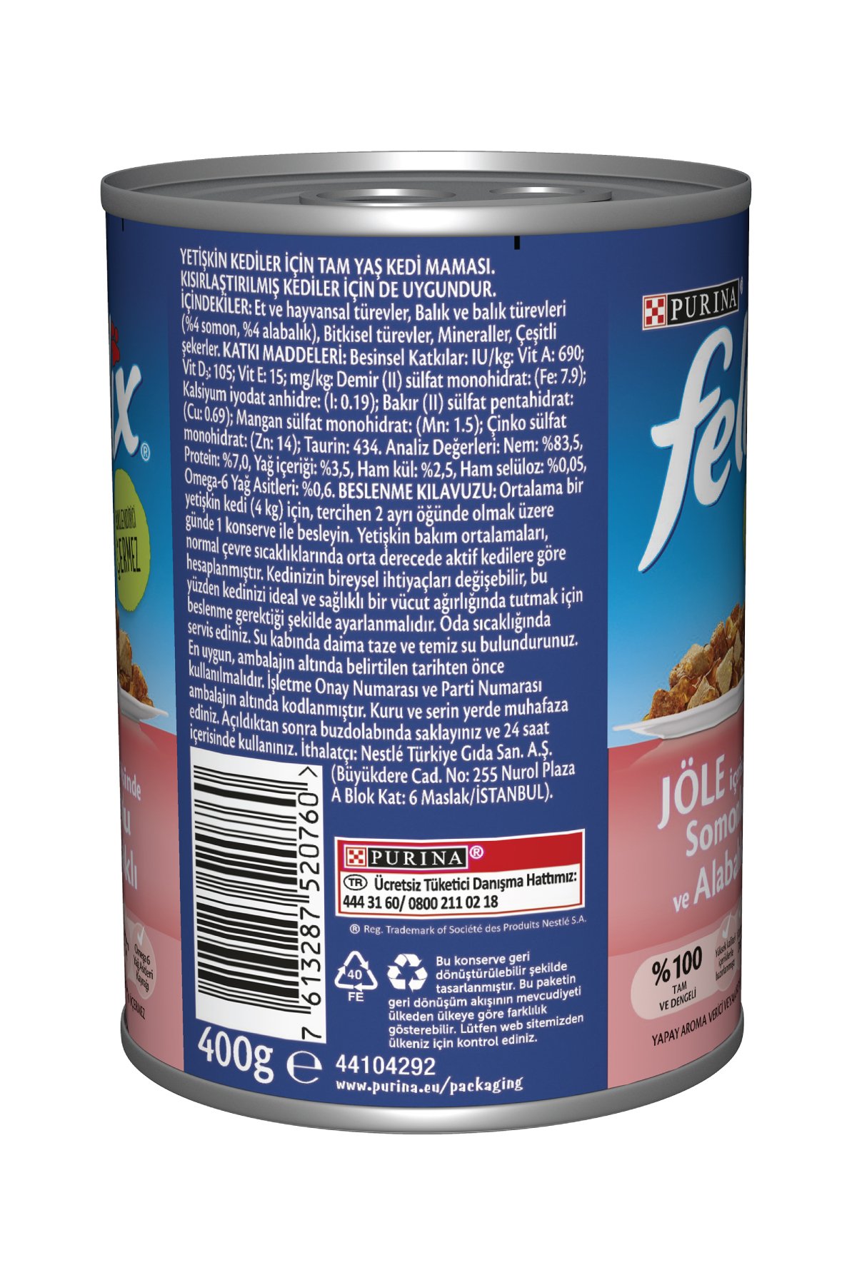 Felix Somonlu Ve Alabalıklı Konserve Yaş Kedi Maması 400 gr X 6 Adet
