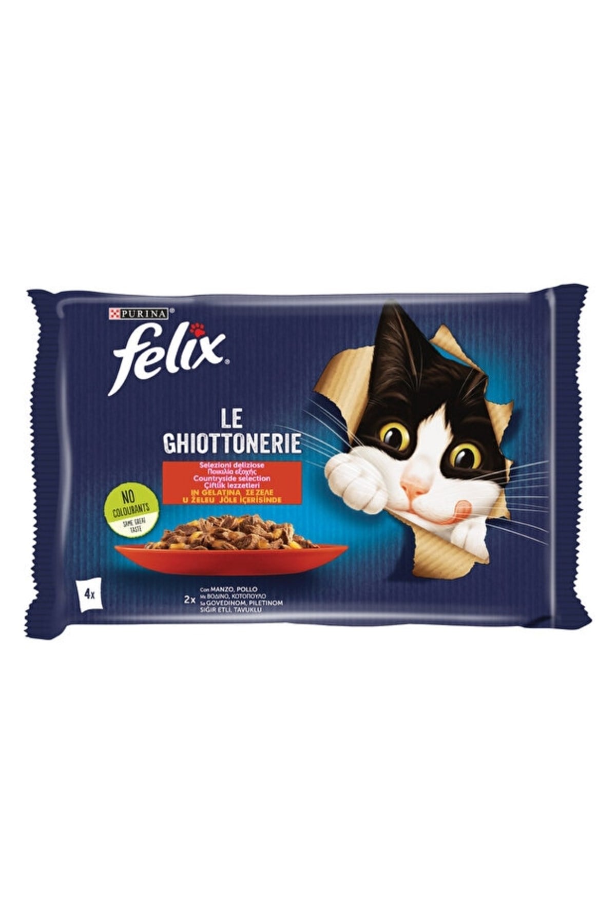 Felix Yetişkin Kedi Maması Sığır Etli & Tavuklu Ekonomik Paket 4X85gr 