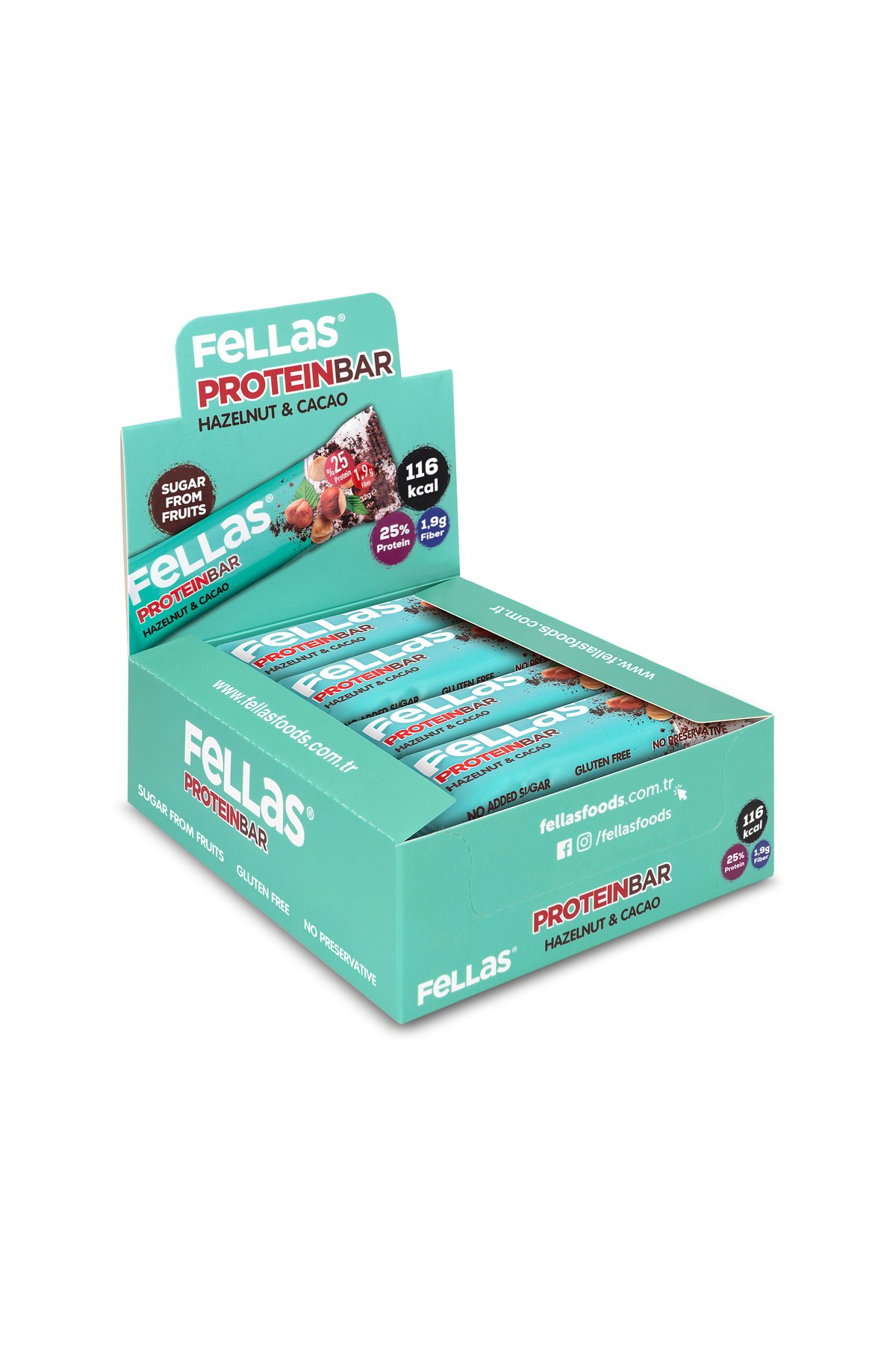 Fellas Protein Bar - Fındıklı ve Kakaolu 32 gr x 12 Adet