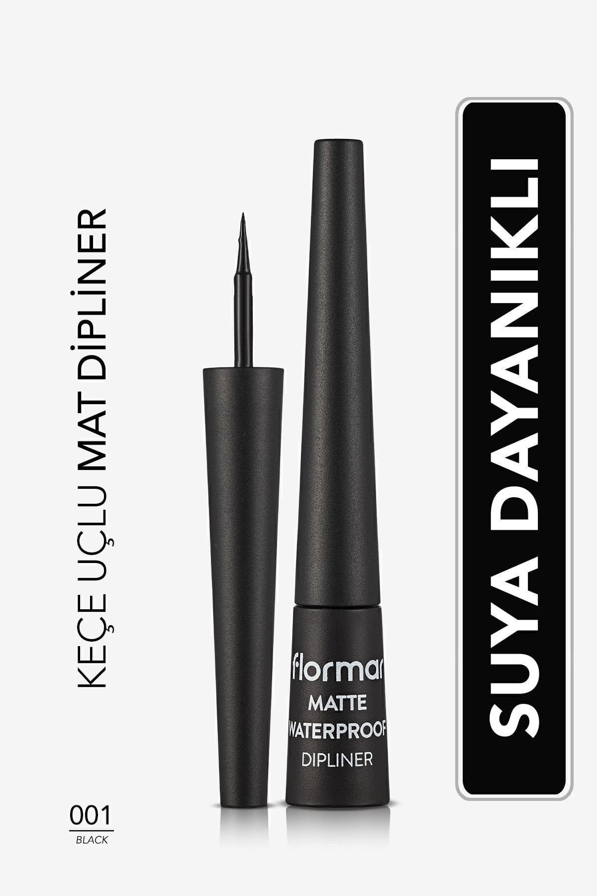 Flormar Suya Dayanıklı Mat Dipliner (SİYAH) - Waterproof Dipliner - 001 Black - 8690604536481