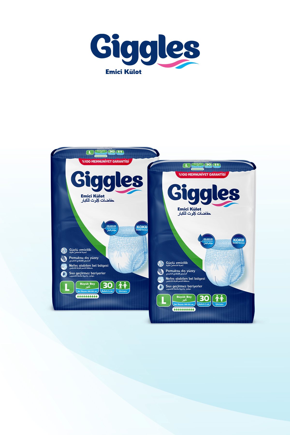Giggles Külotlu Yetişkin Hasta Bezi Orta Boy L beden 30'lu x2 Adet