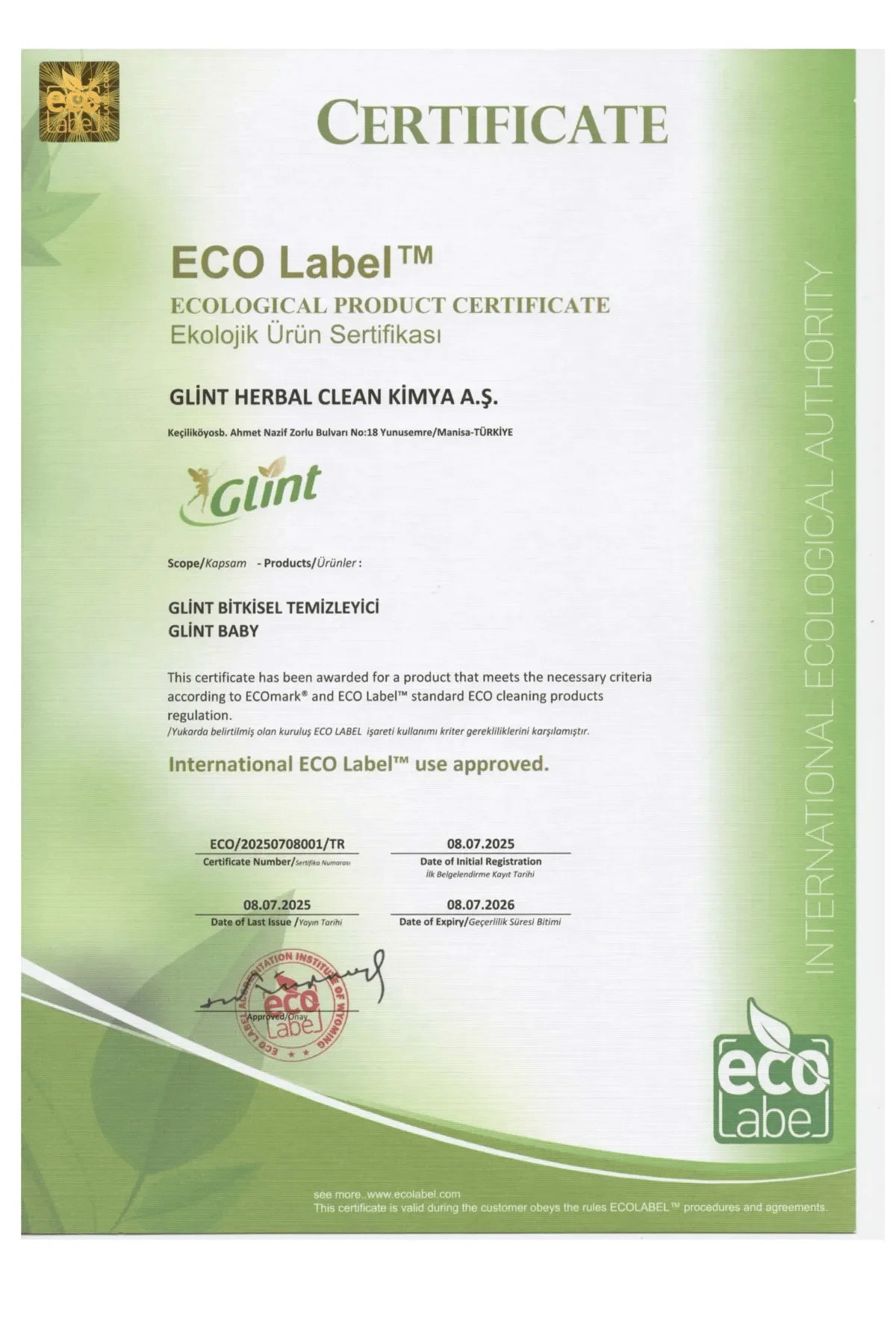 Glint Çok Amaçlı Bitkisel Sprey 1000 ml x6 Adet
