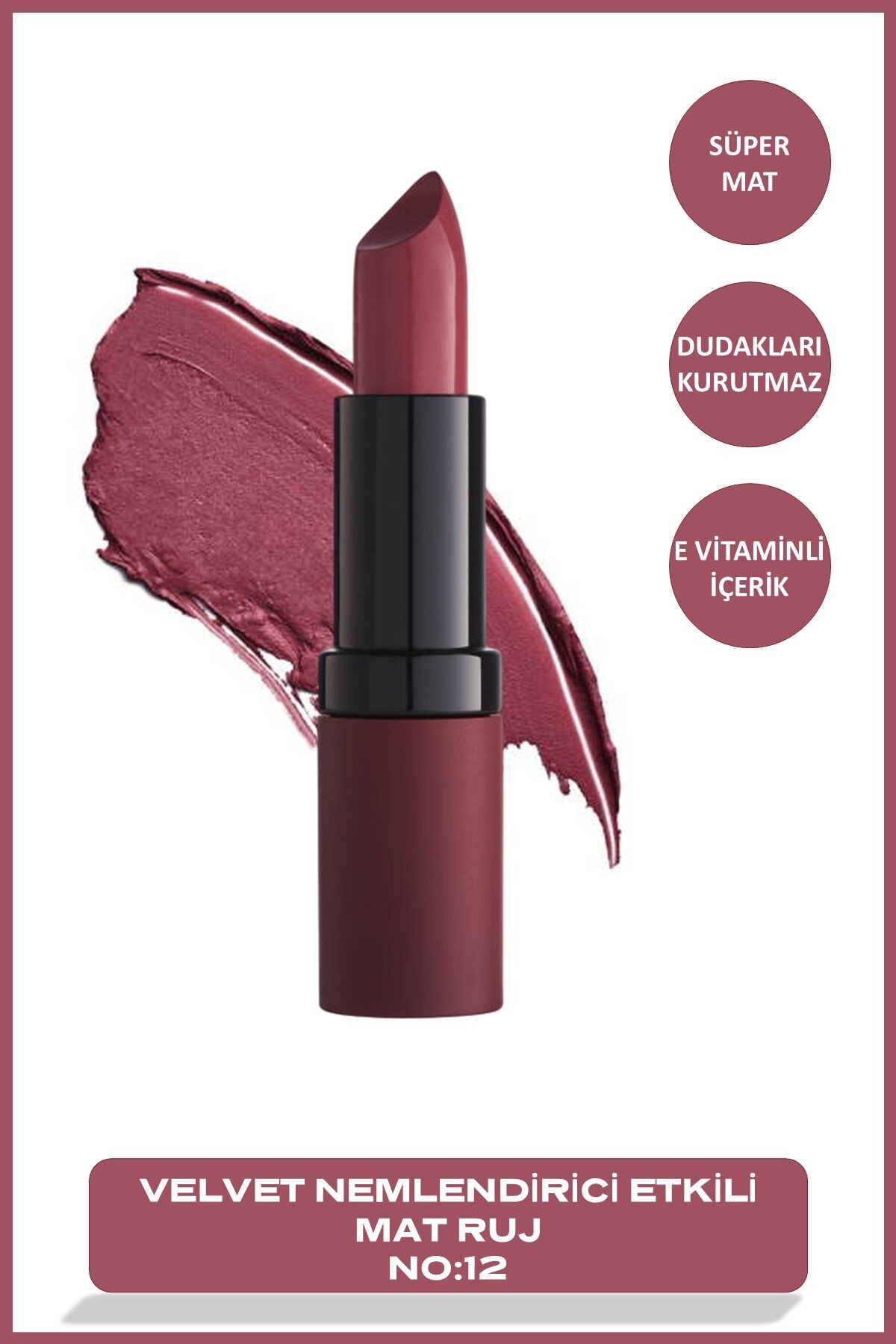 Golden Rose Velvet Matte Lipstick No: 12 Rose - Mat Ruj - 8691190466121