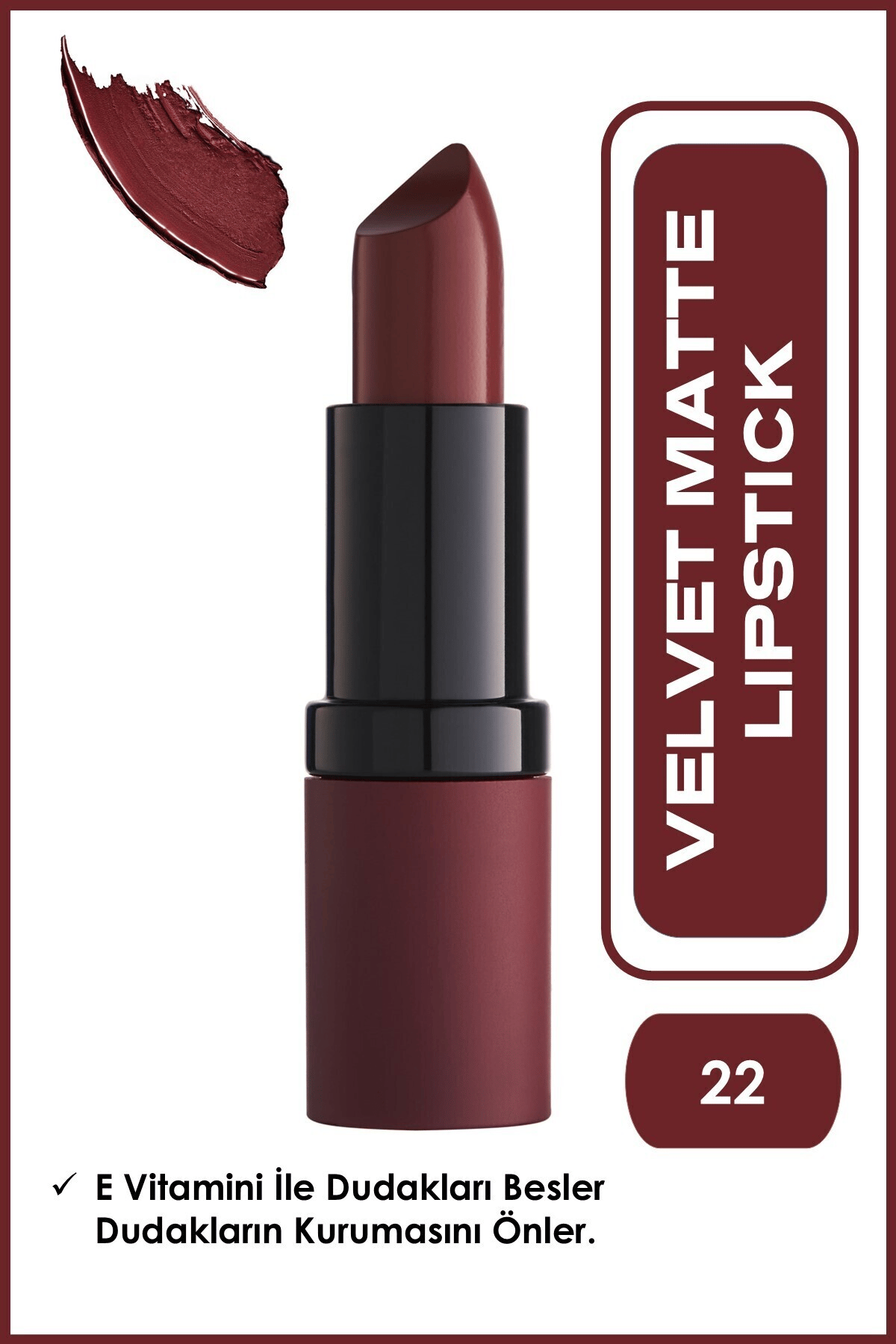Golden Rose Velvet Matte Lipstick No: 22 Mid Brown - Mat Ruj - 8691190466220