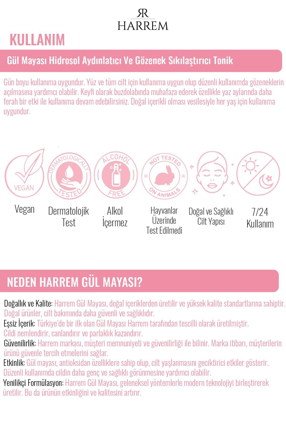 Harrem Gül Mayası Aydınlatıcı Ve Gözenek Sıkılaştırıcı Tonik