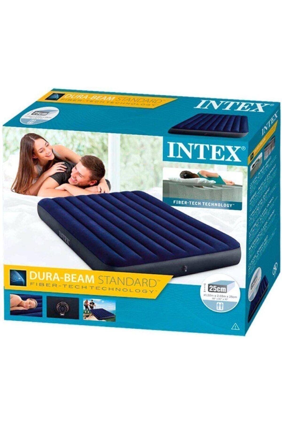 Intex Çift Kişilik Şişme Yatak 2 Yastık Pompa / Kamp Seti Yatak