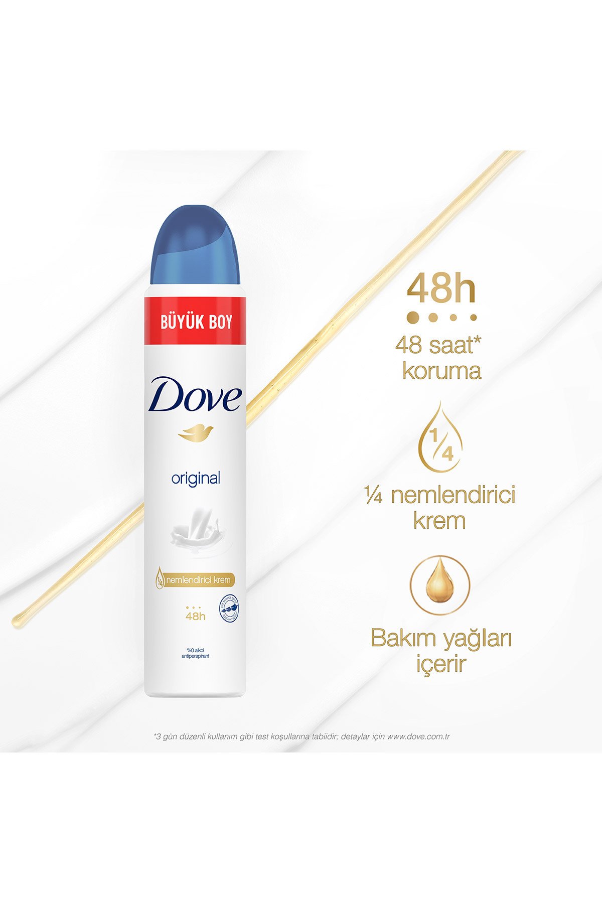 Kadın Sprey Deodorant Original 1/4 Nemlendirici Krem Etkili Büyük Boy 200 ml X3 Adet