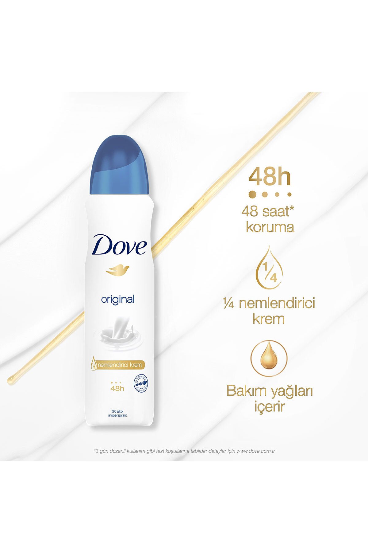 Kadın Sprey Deodorant Original 1/4 Nemlendirici Krem Etkili 150 ml X3 Adet