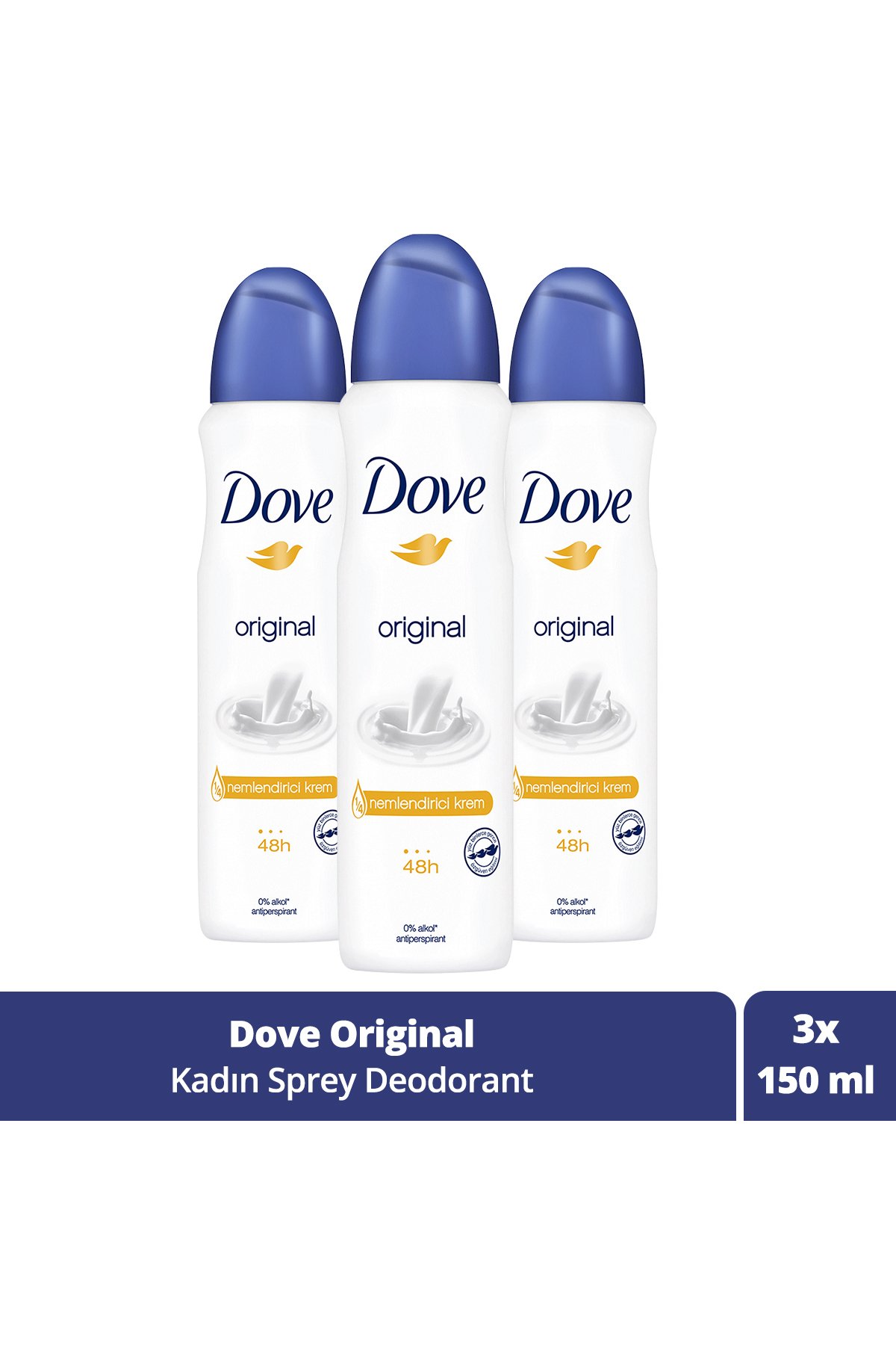 Kadın Sprey Deodorant Original 1/4 Nemlendirici Krem Etkili 150 ml X3 Adet