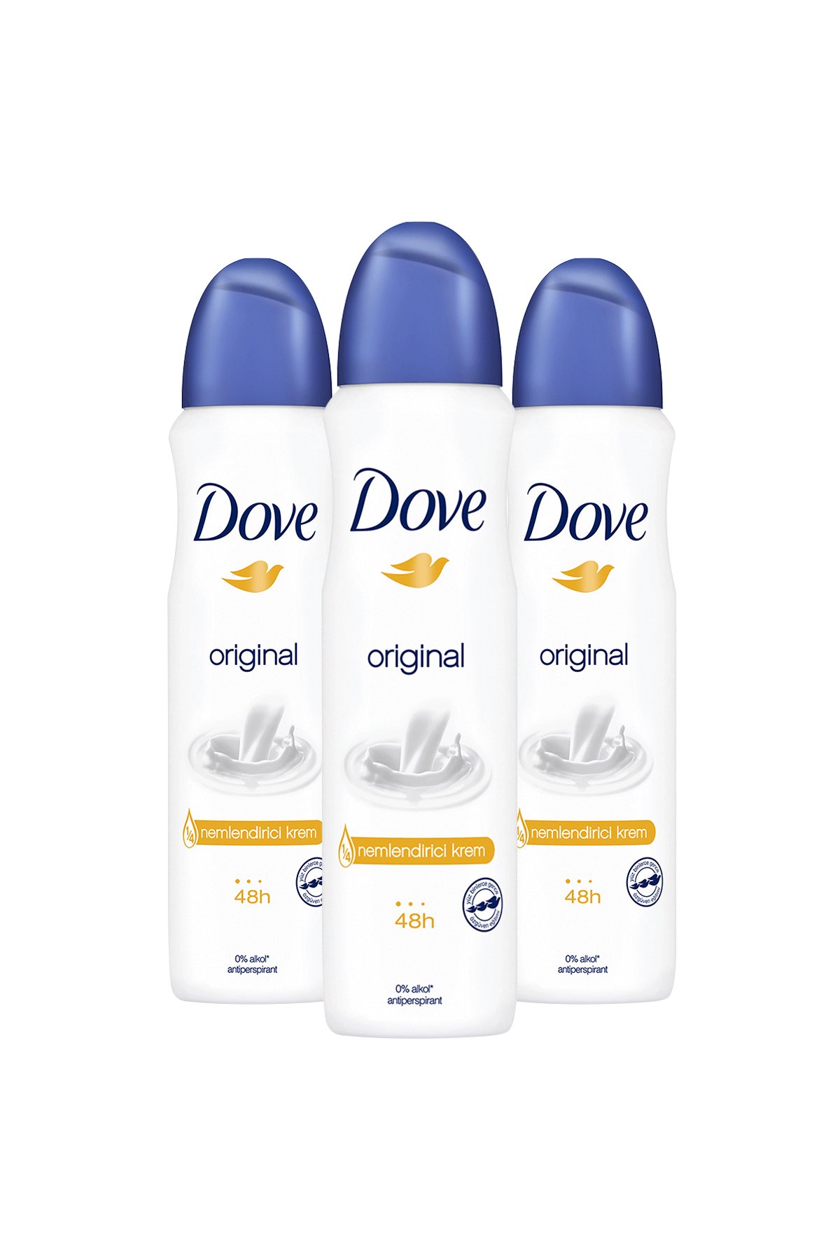 Kadın Sprey Deodorant Original 1/4 Nemlendirici Krem Etkili 150 ml X3 Adet