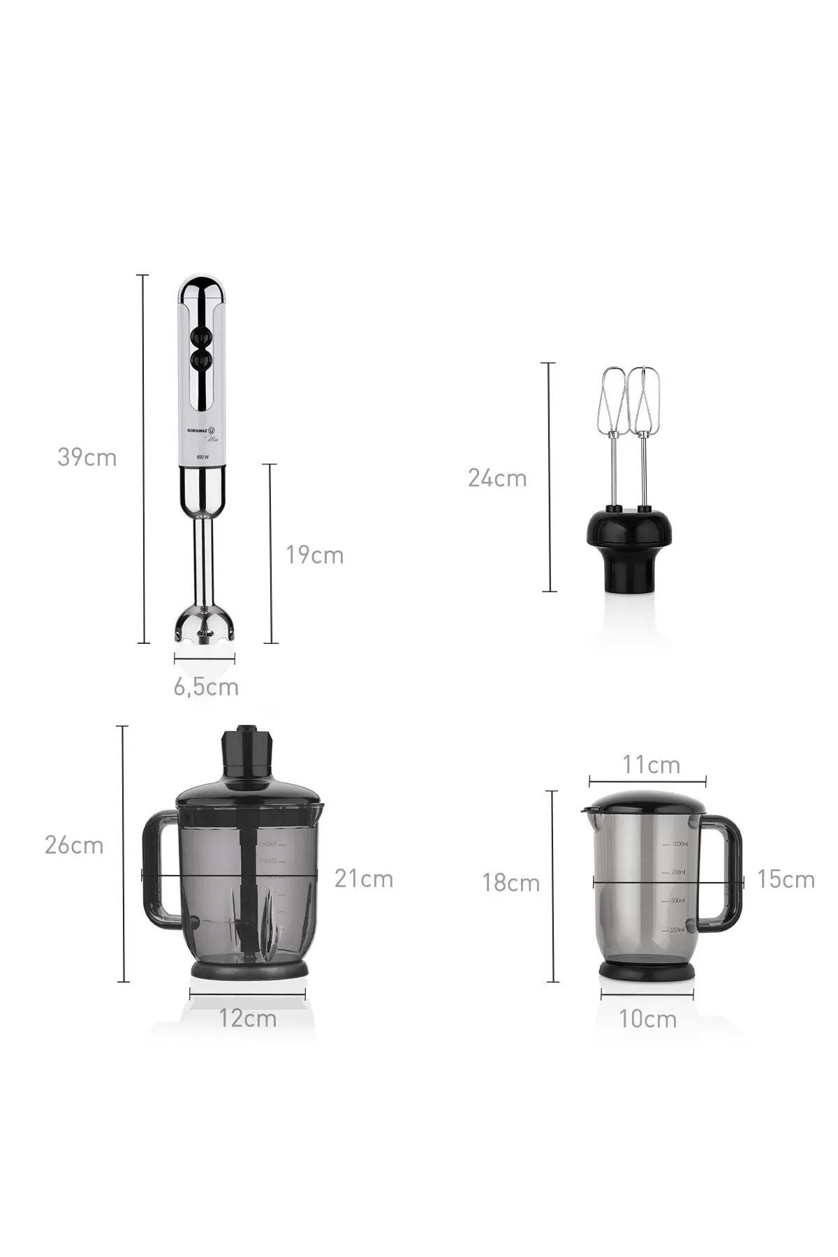 KORKMAZ A447-14 Mia Mega Blender Set Vanilya/krom