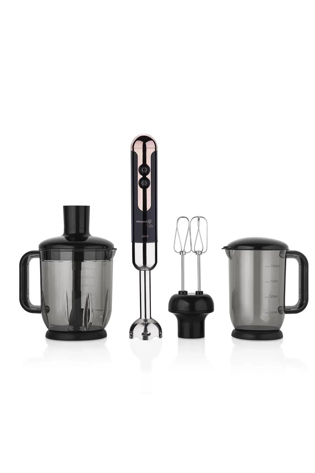 KORKMAZ A447-14 Mia Mega Deluxe Blender Set Siyah Rosagold