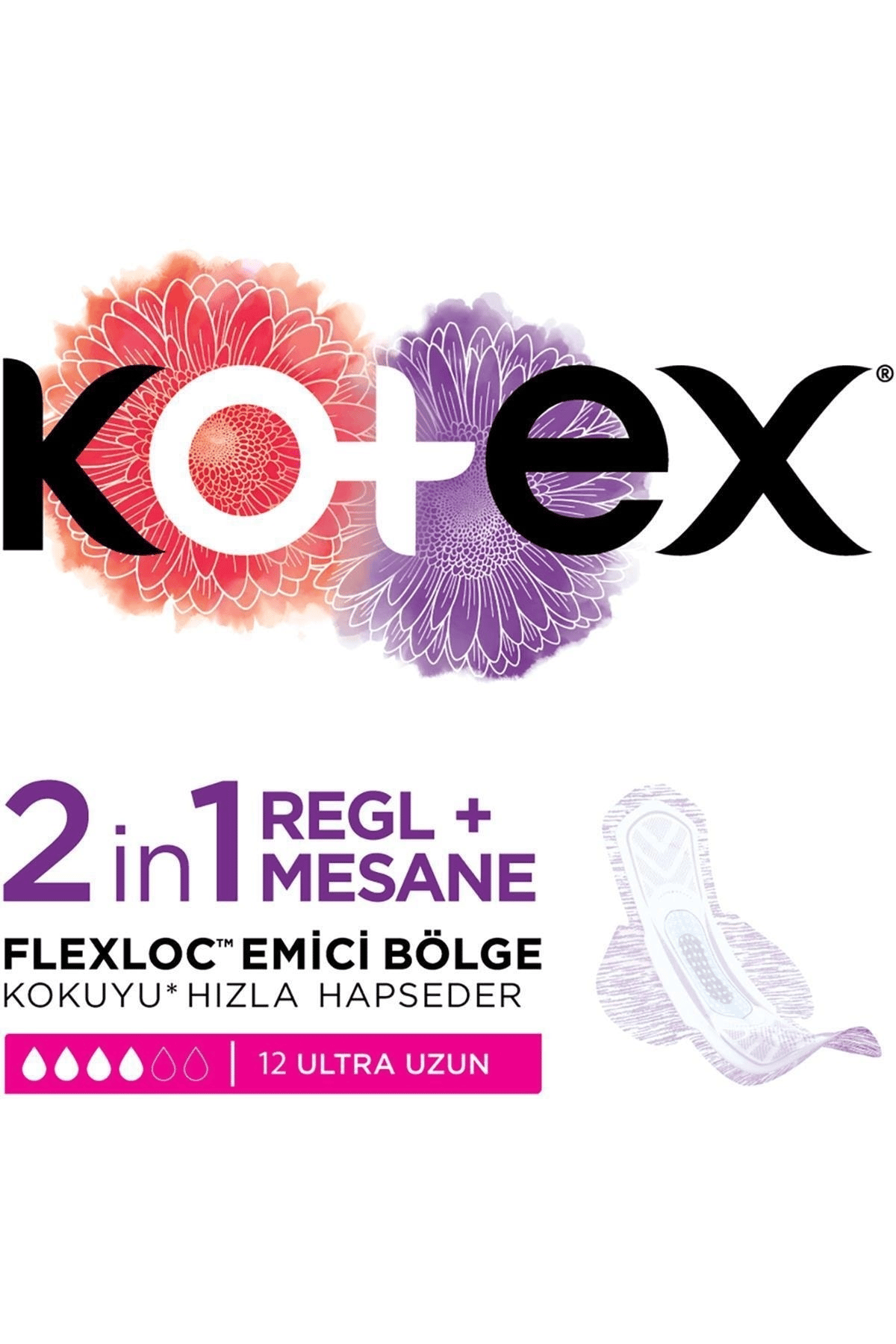 Kotex 2'in 1 Regl Mesane Ultra Uzun 12'li
