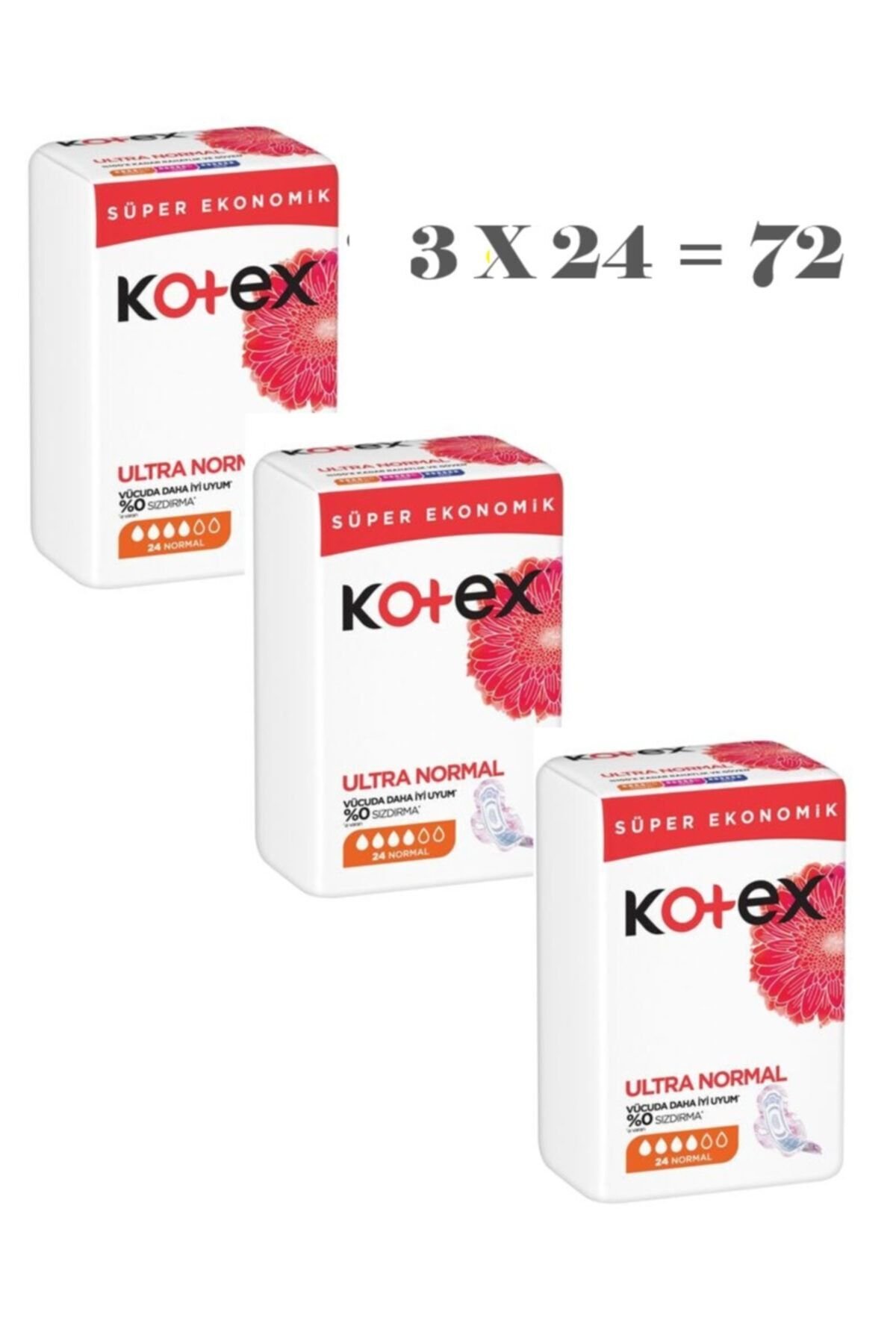 Kotex Hijyenik Ped Ultra Normal Ekonomik Paket 24'lü x3 Adet
