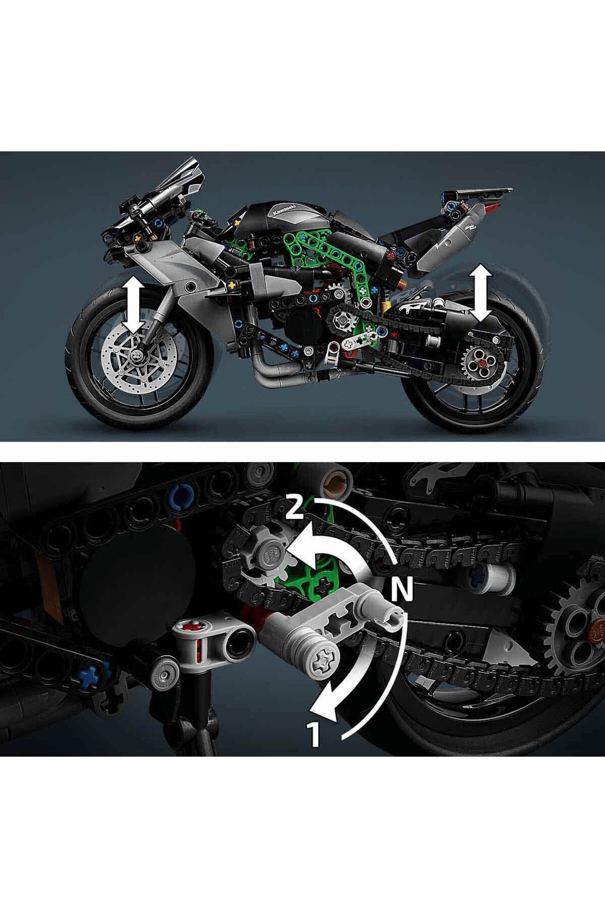 LEGO Technic Kawasaki Ninja H2R Motosiklet 42170 - 10 Yaş ve Üzeri Çocuklar için Koleksiyonluk Y