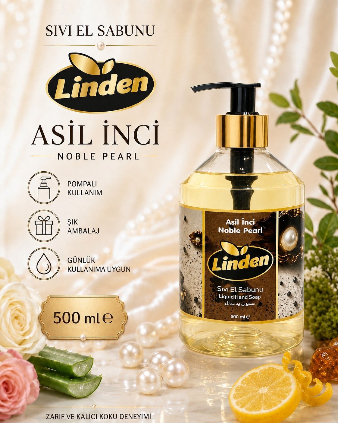 Linden Sıvı El Sabunu Asil İnci 500 ml Nobel Pearl 