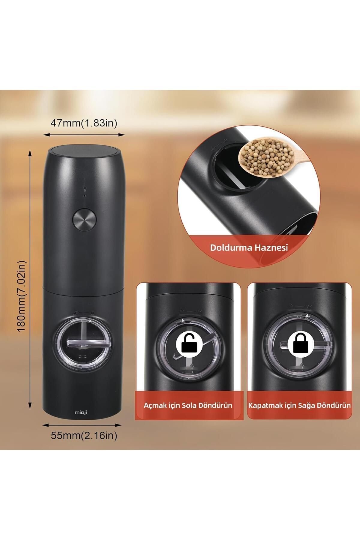 Mioji Mio Sg2 Yeni Nesil 600mah Şarj Üniteli Işıklı Tuz Karabiber Değirmeni