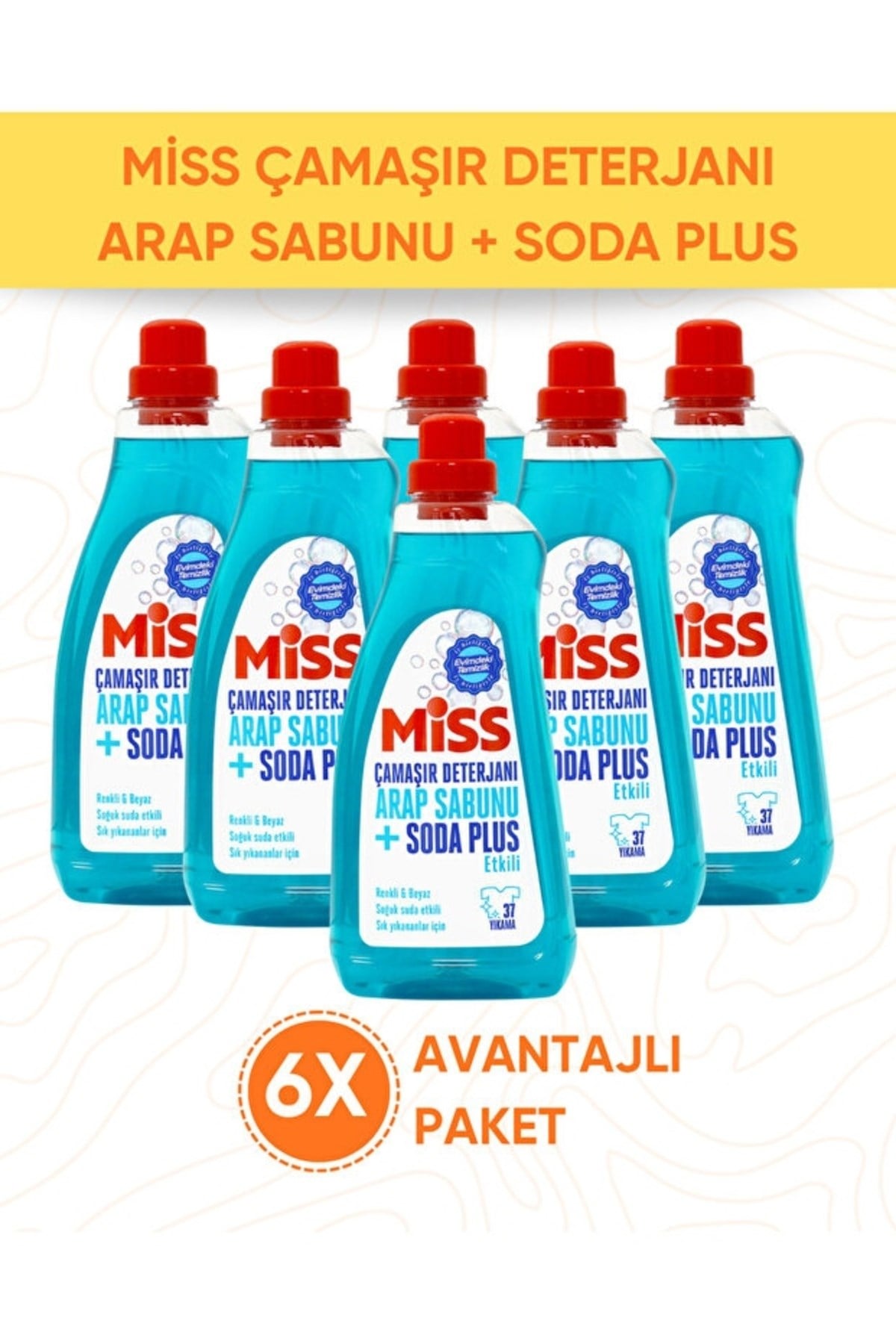 Miss Arap Sabunu Etkili Çamaşır Deterjanı 1500ml x 6adet